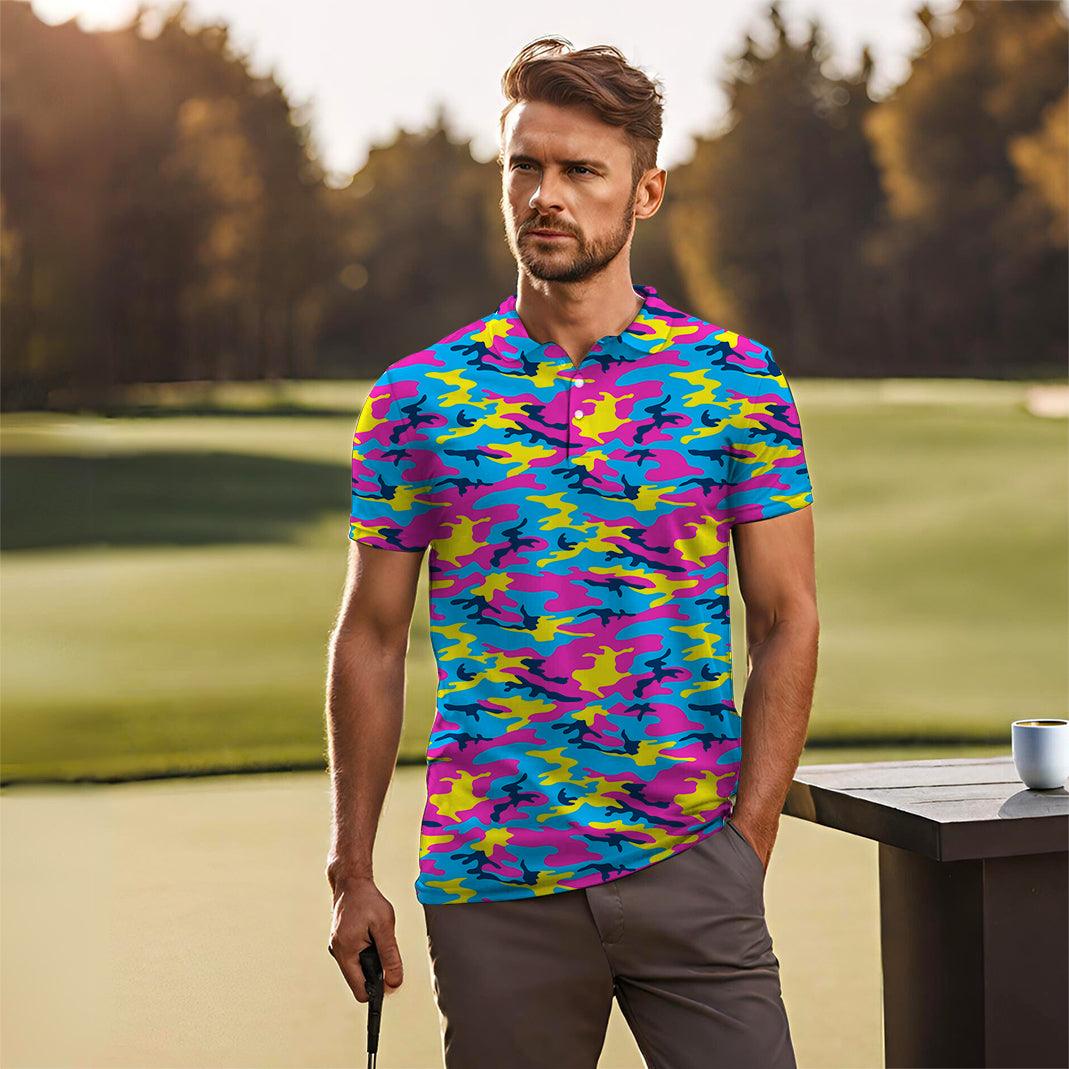 Men's golf polo Neon Camo