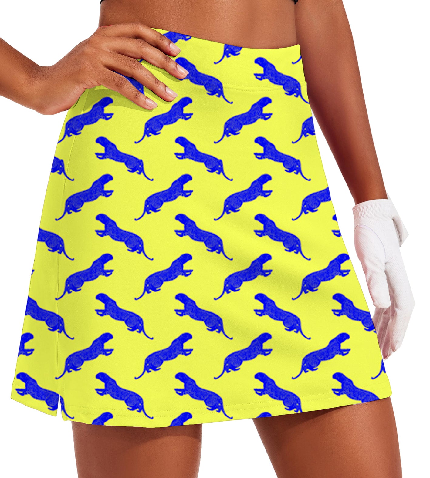 Women's blue leopard Golf Skirts Inner Shorts Pocket