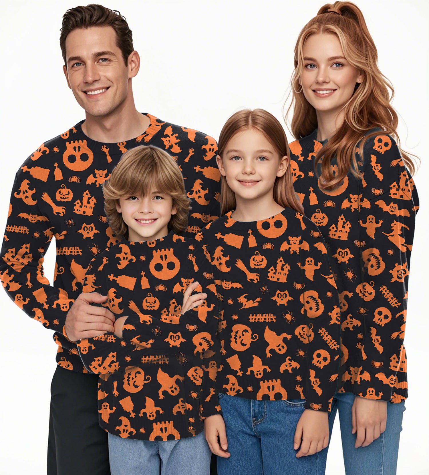 Spooky Halloween Crewneck Pullover Ugly Sweater Men Women boy girl family