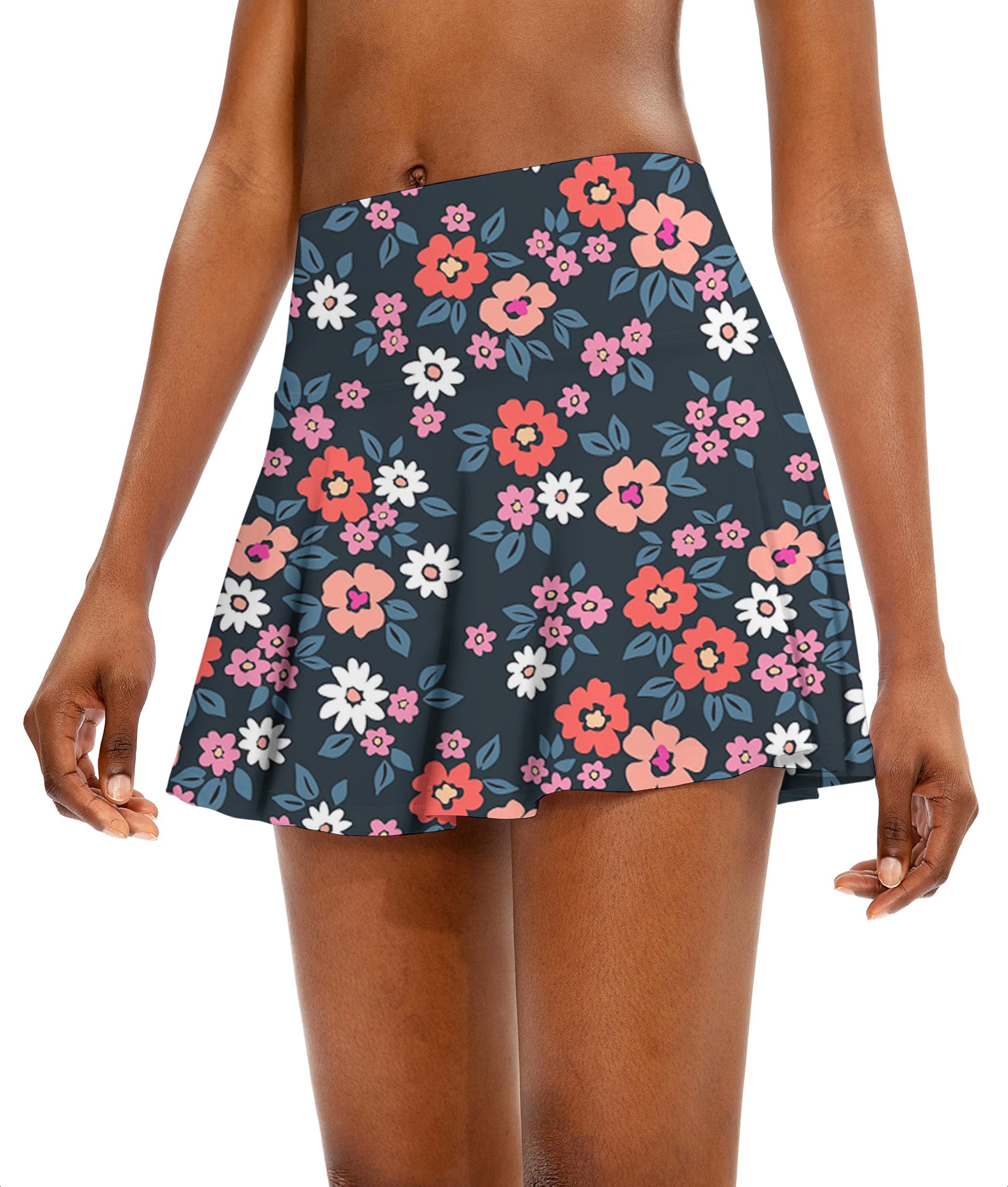 Vintage Floral Women's Athletic Golf Skorts Flared Skirts