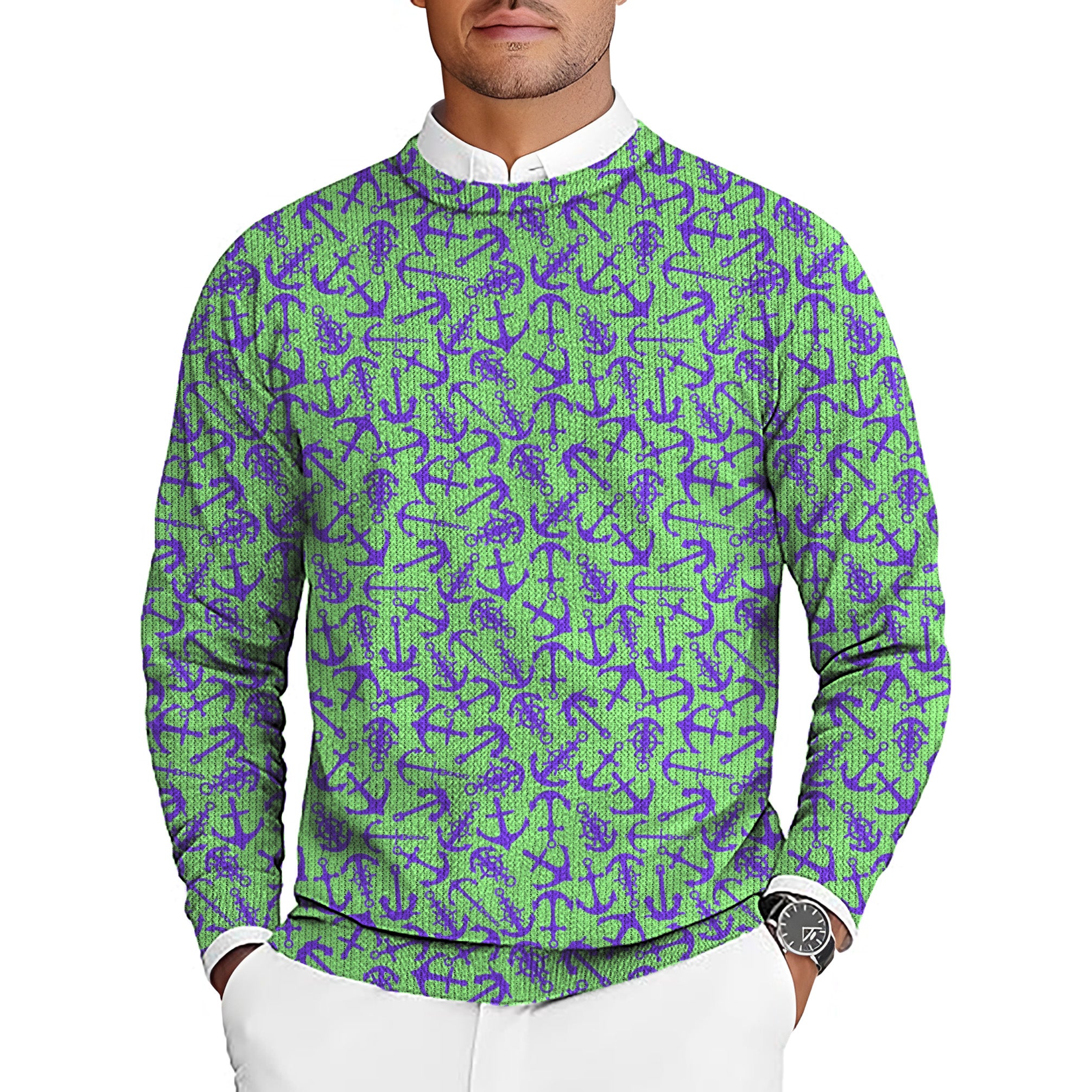 Anchor Men's Golf Crewneck Pullover Sweaters Ugly Sweater