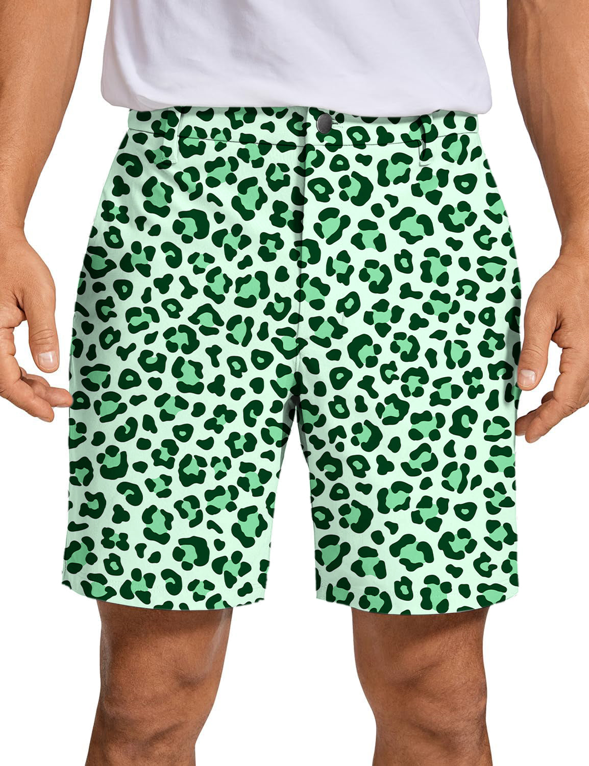 Men's Green leopard print Golf Shorts