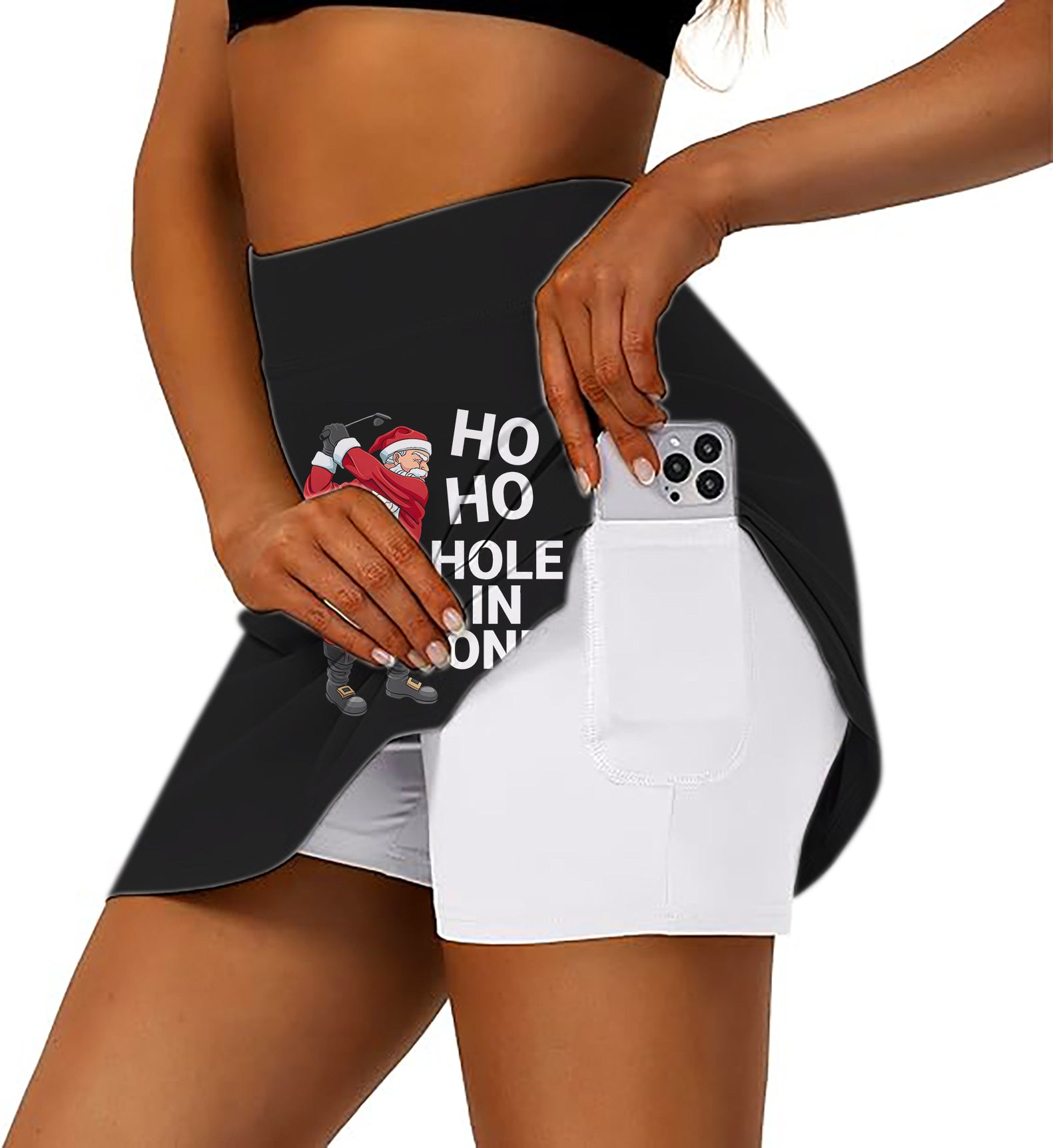 Women's Santa Claus Play Golf Christmas Golf Skirts Inner Shorts Pocket