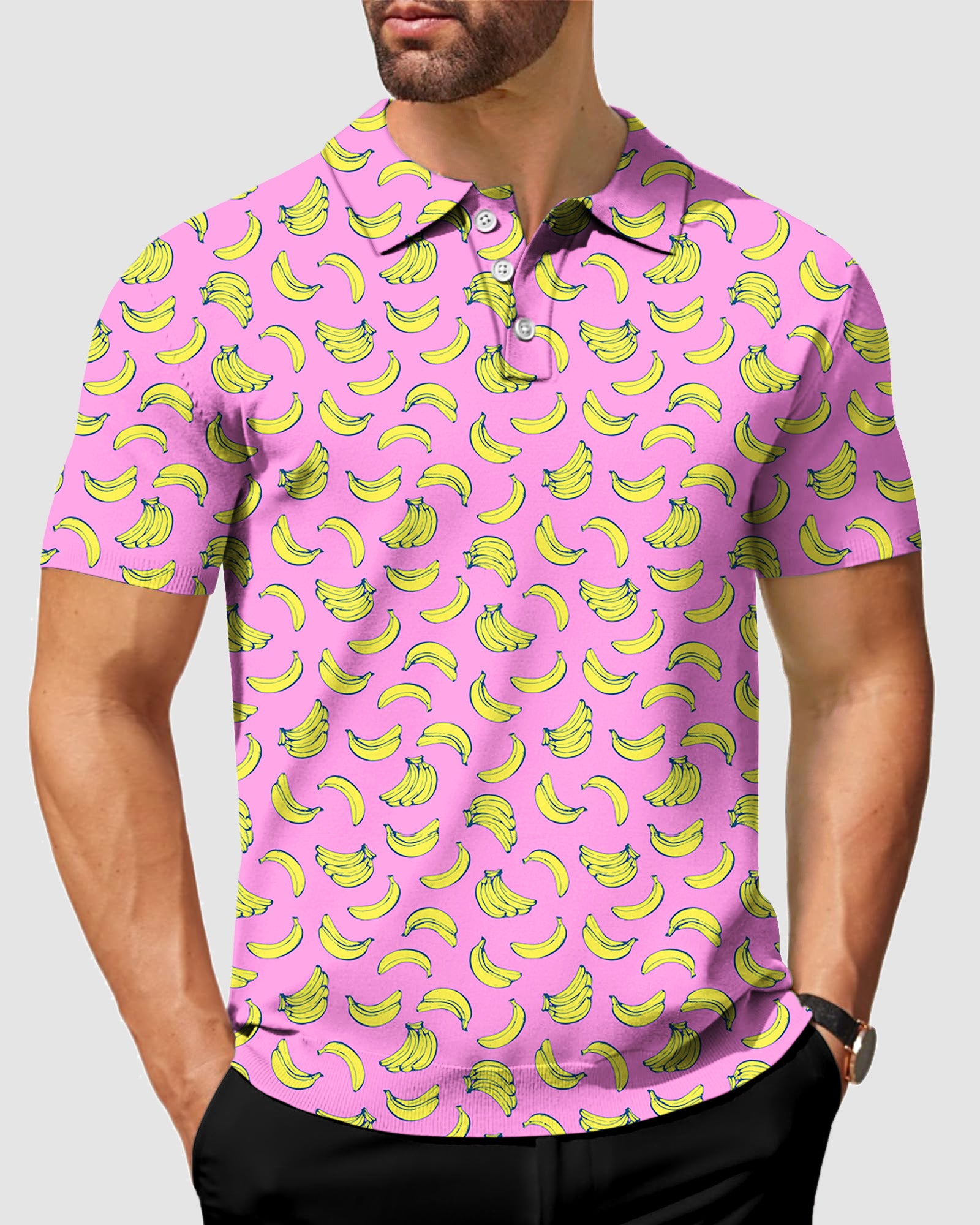 Men's Pink Banana Summer golf polo