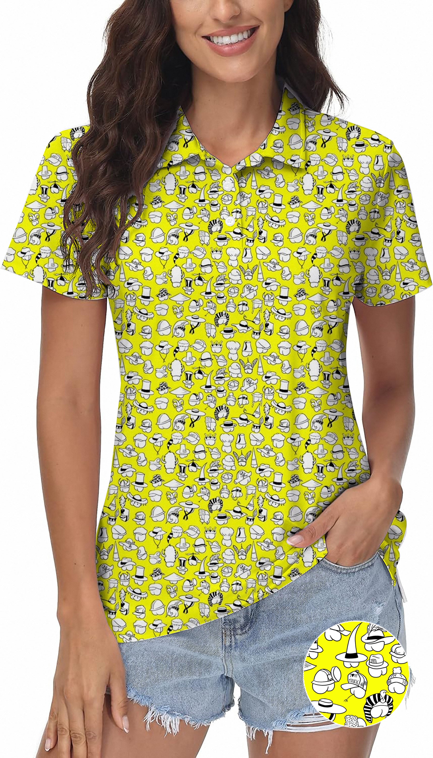 Yellow Versatile Hips Designer style Women's Golf Polo