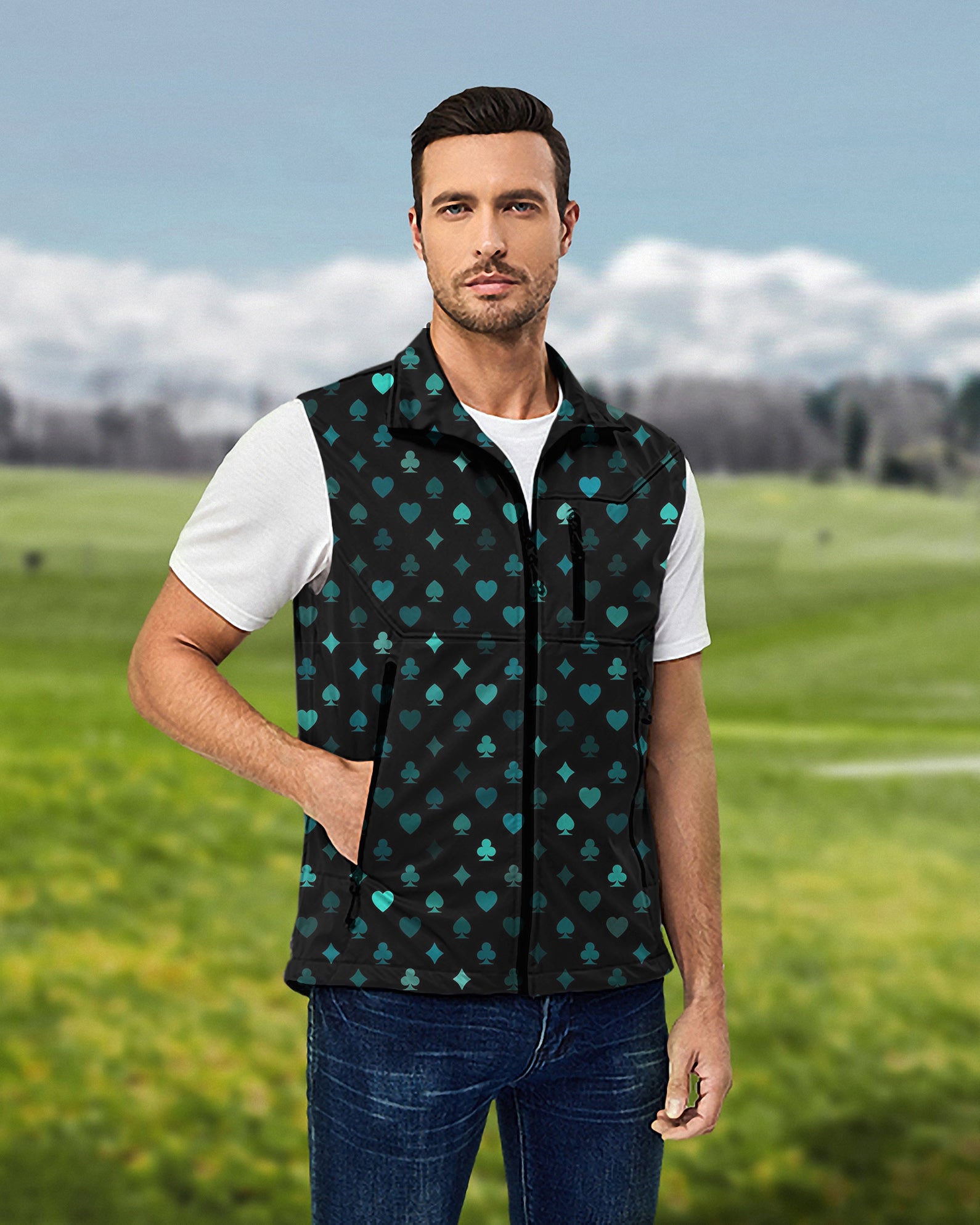 Men's Suited Up Lightweight Softshell Vest Sleeveless Jacket for Golf