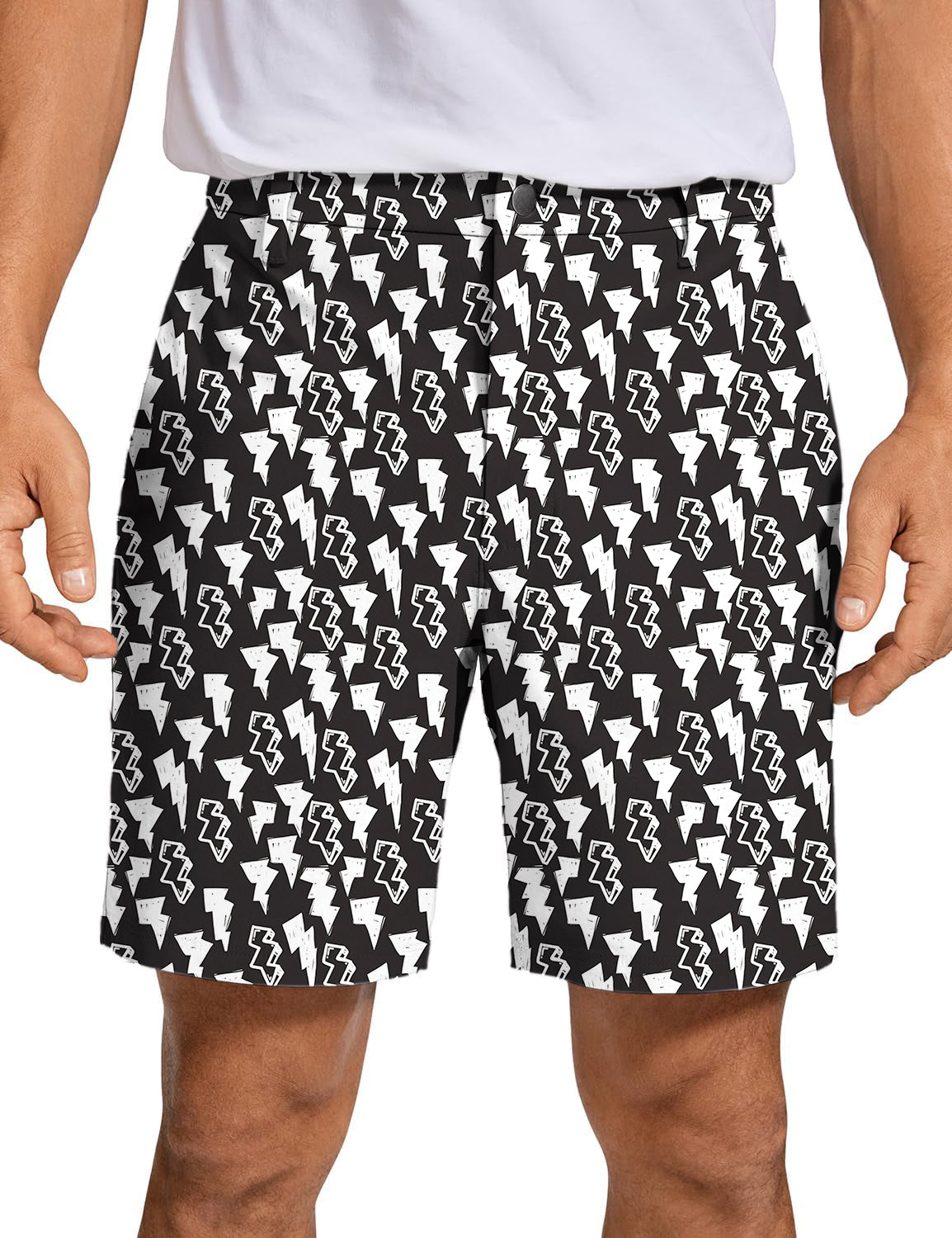 Men's Black and White Lighting Golf Shorts