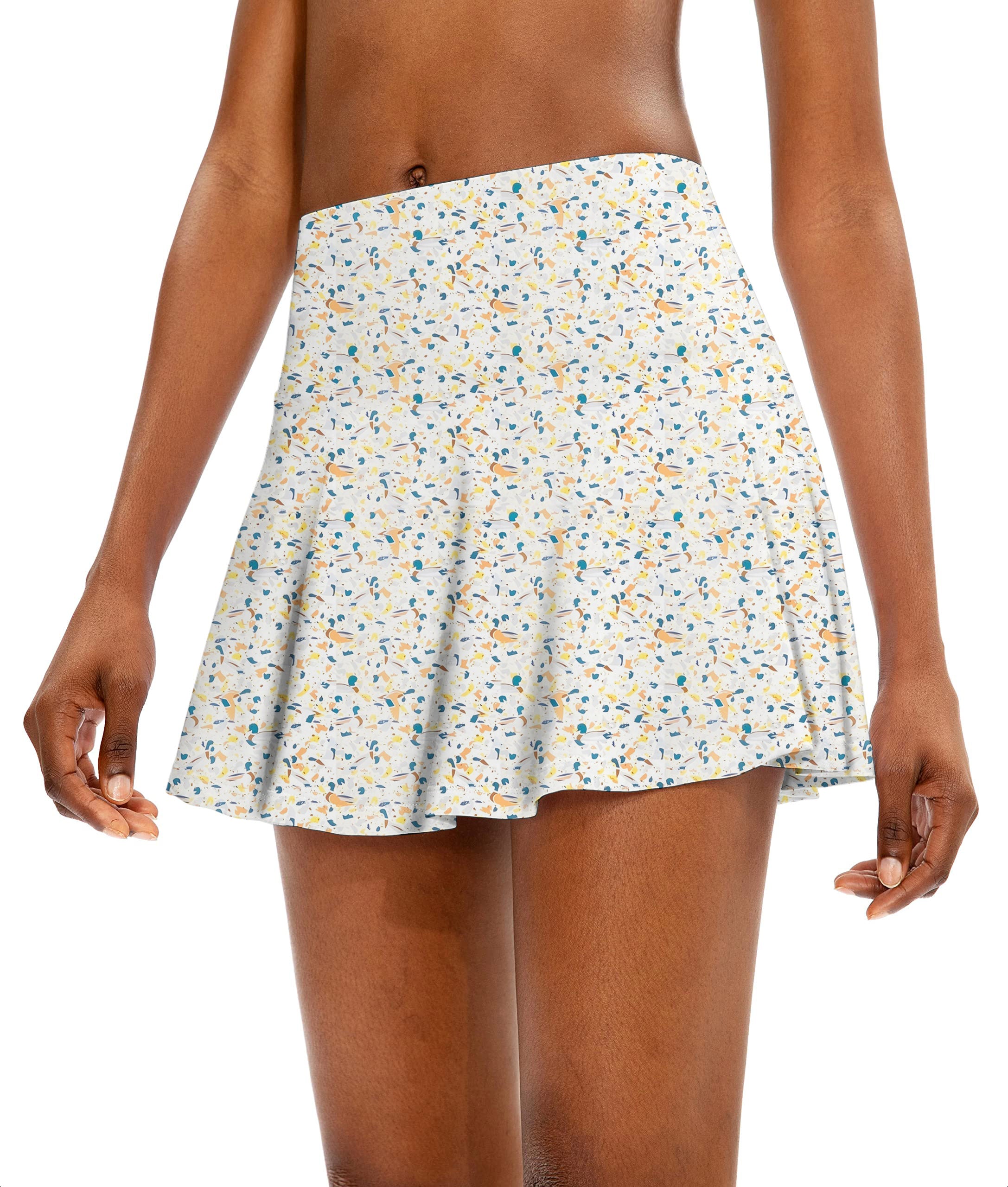 Yellow terrazzo Women's Athletic Golf Skorts Flared Skirts