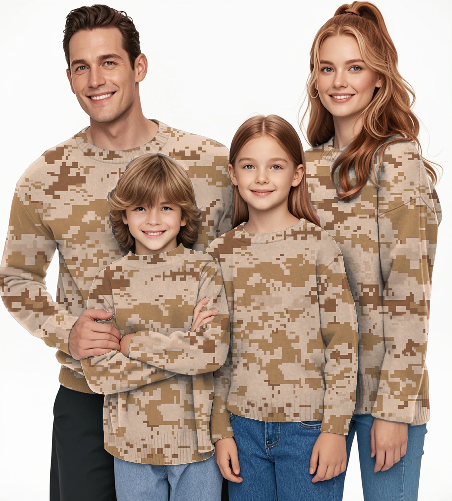 Desert Camo Crewneck Pullover Ugly Sweater Men Women boy girl family