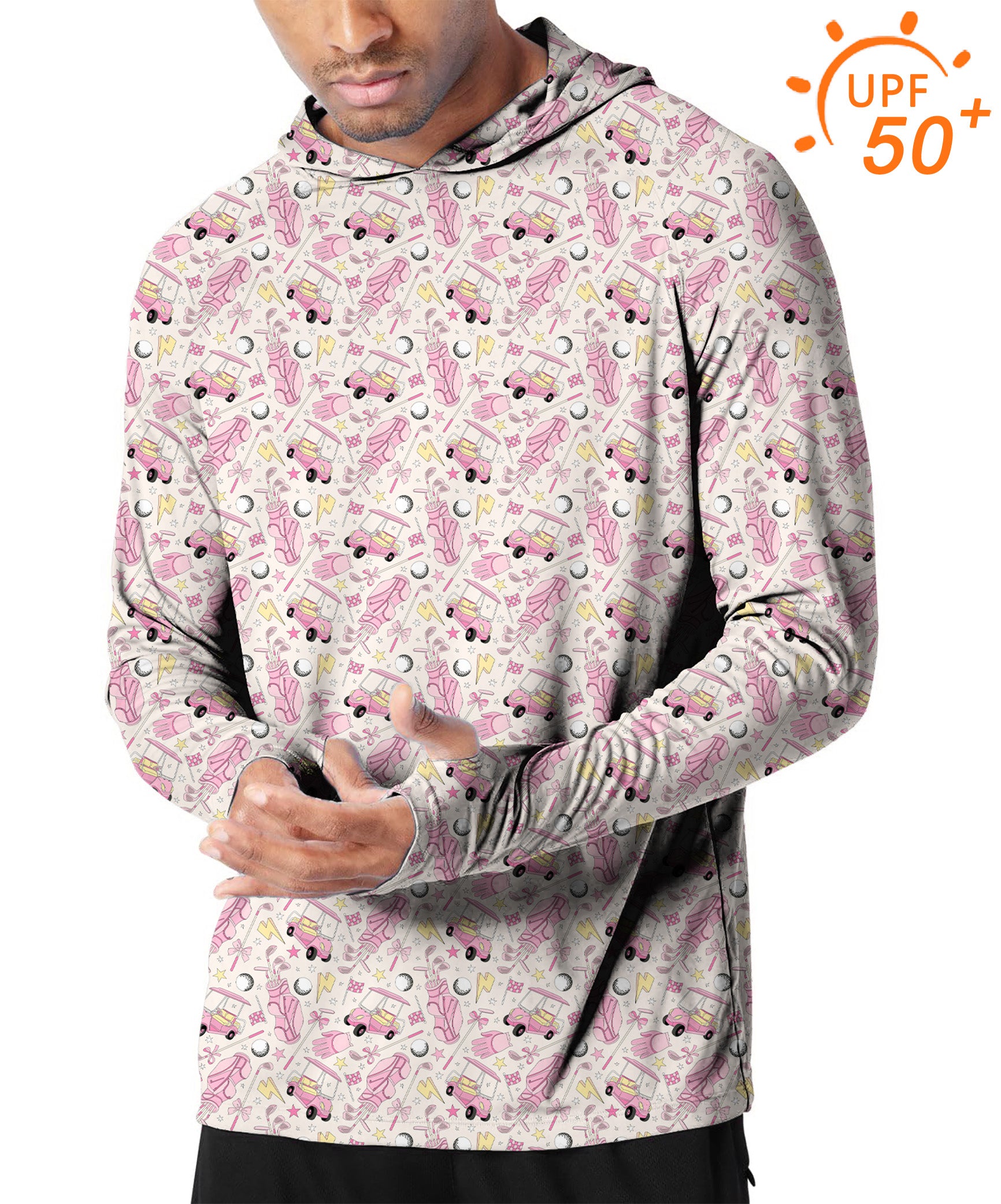 Men's Outdoor Pink Golf Cartoon Golf Sun Protection Loose Fit  hoodies