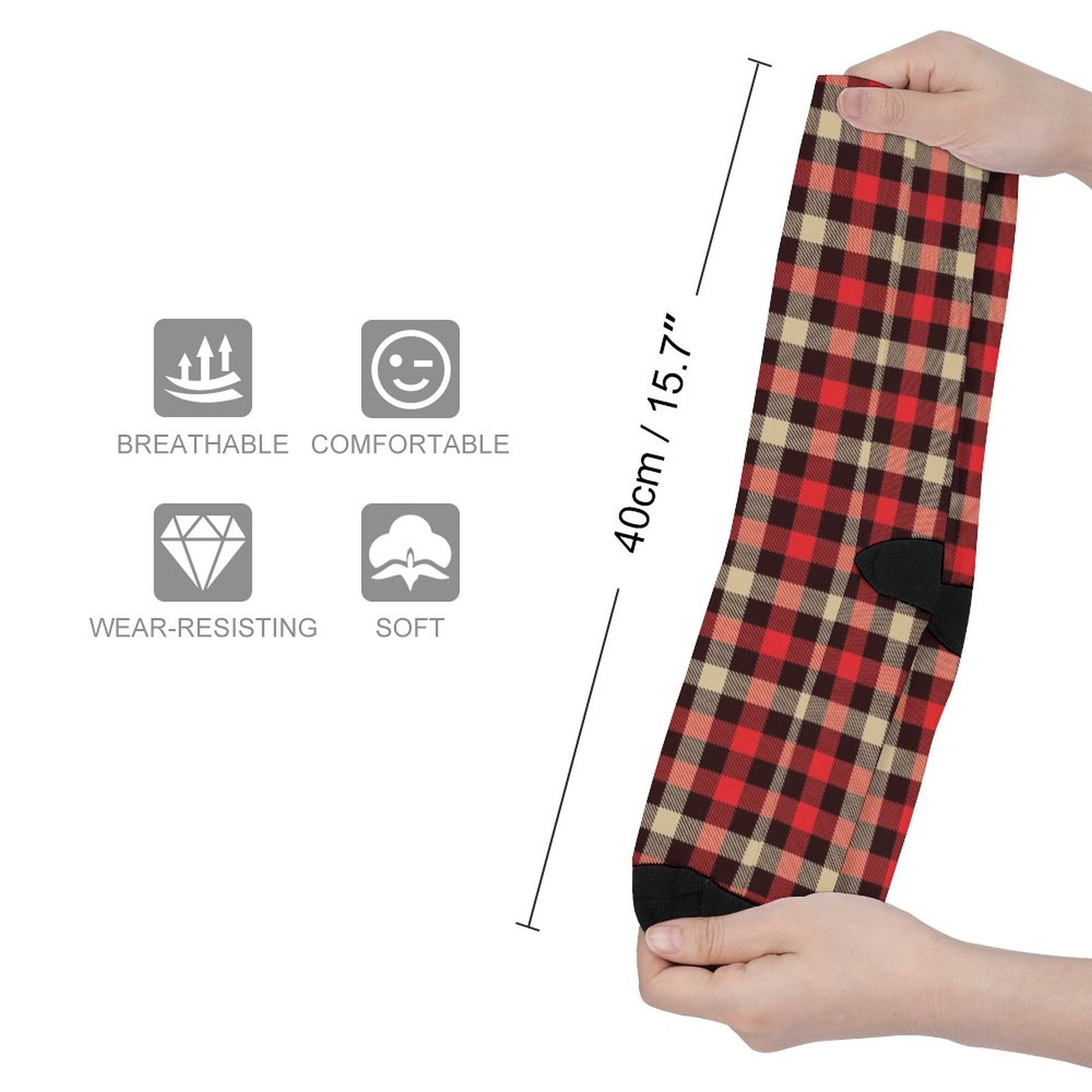Red grid Prined socks Gifts for Men Women