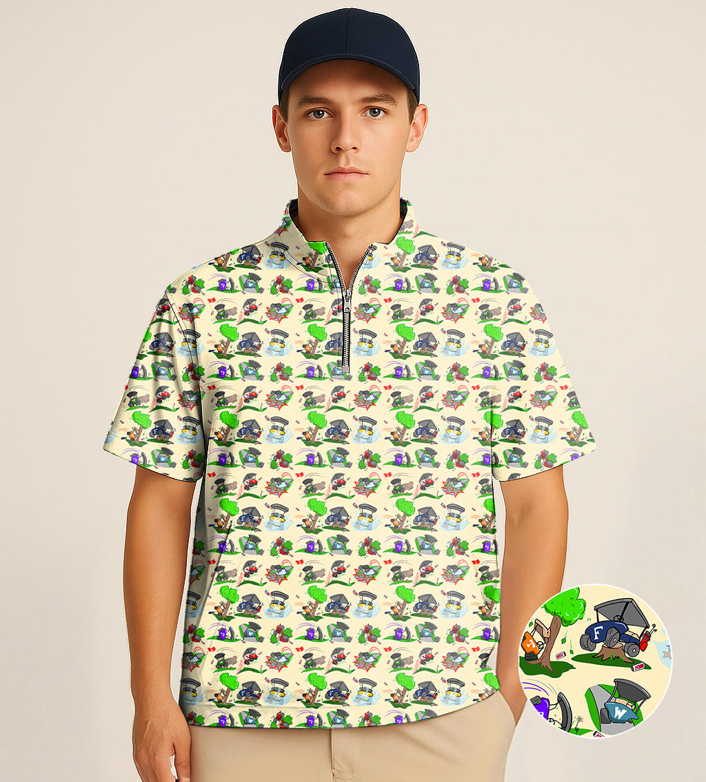 Men's Short Sleeve Quarter Zip Golf Pullover Don’t Drink & Drive Designer style Embroidery