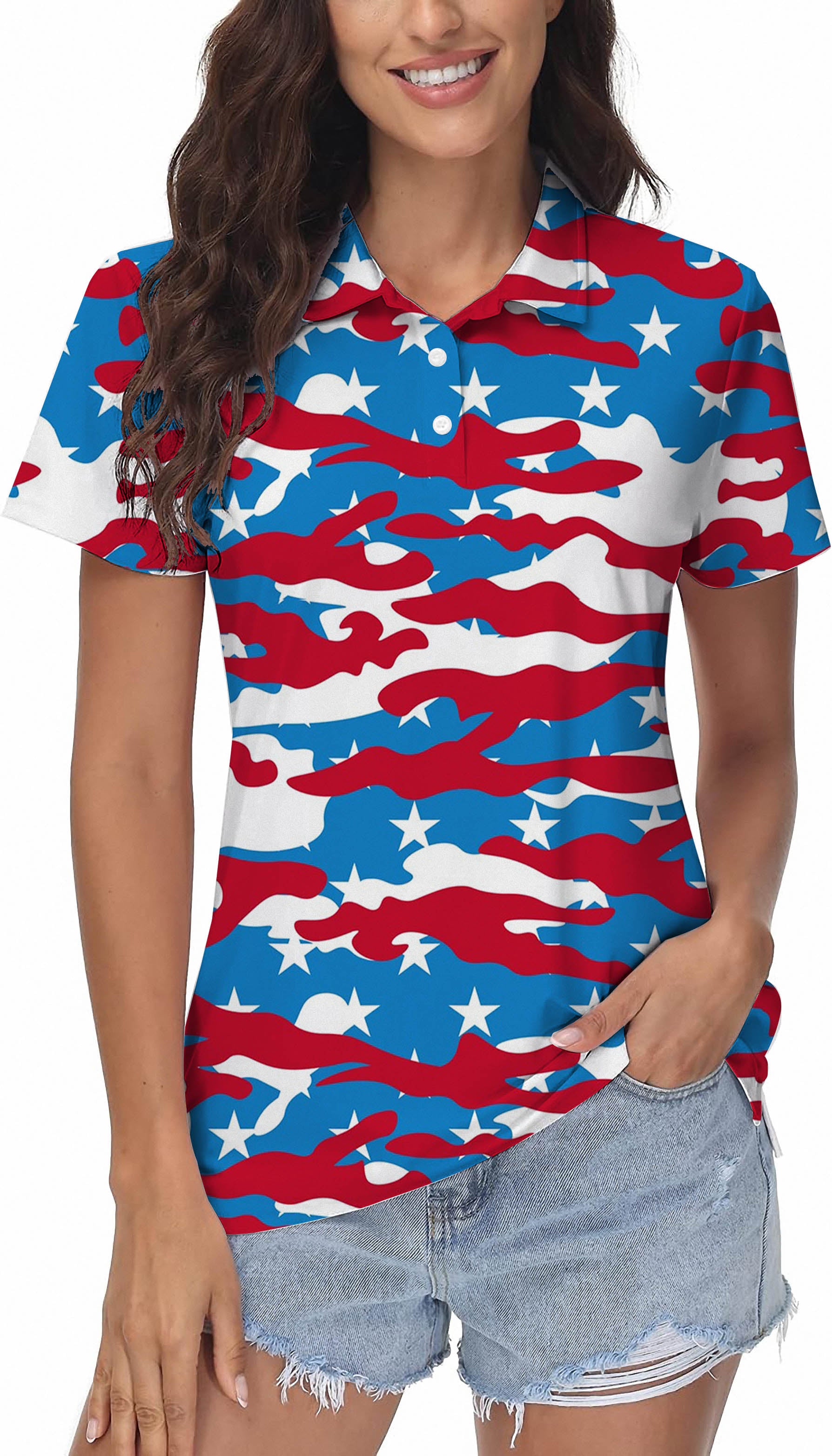 Women's Patriotic Camo Golf Polo