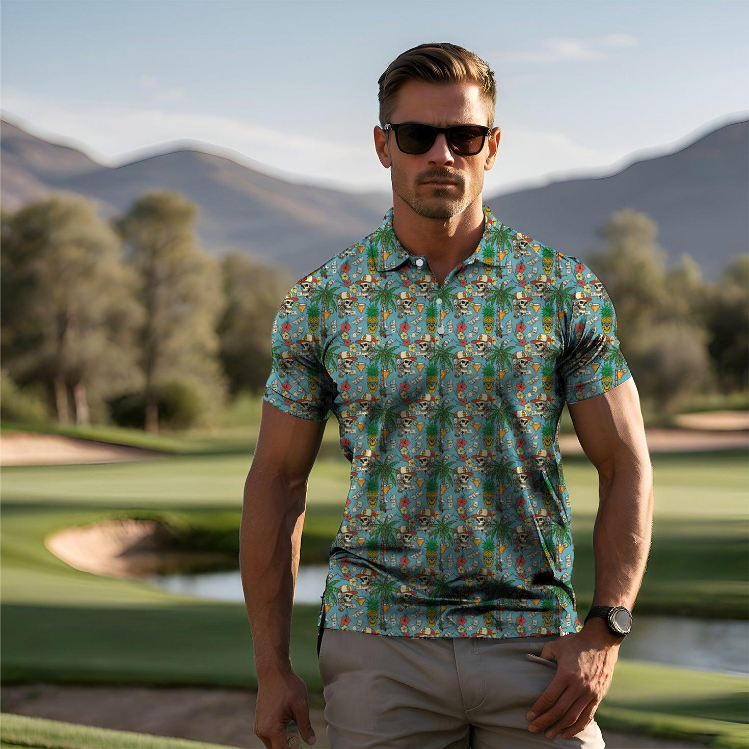 Men's golf polo Skull Mexican Style