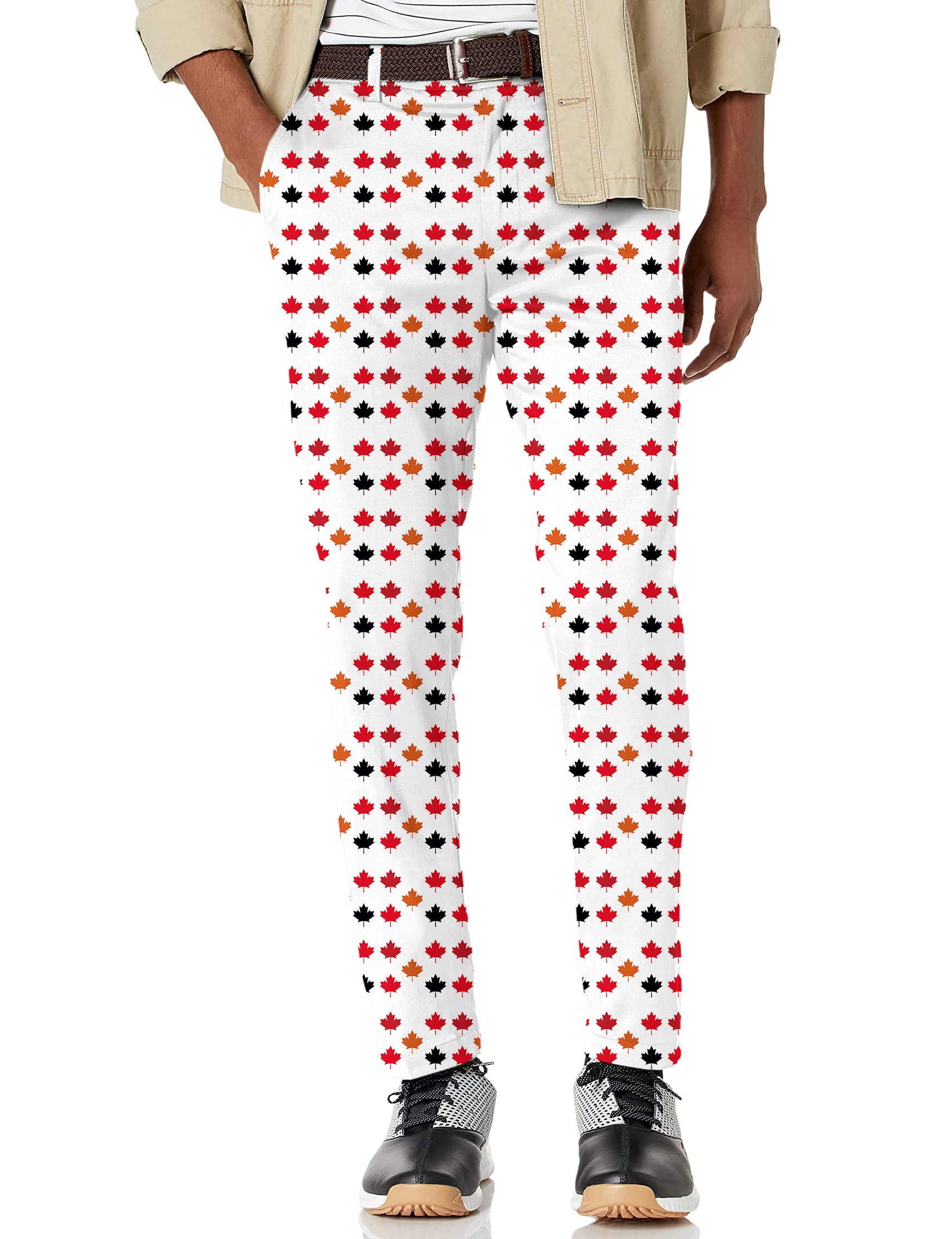 Men's Canada Four Color Maple Leaves Stretch Golf Pants