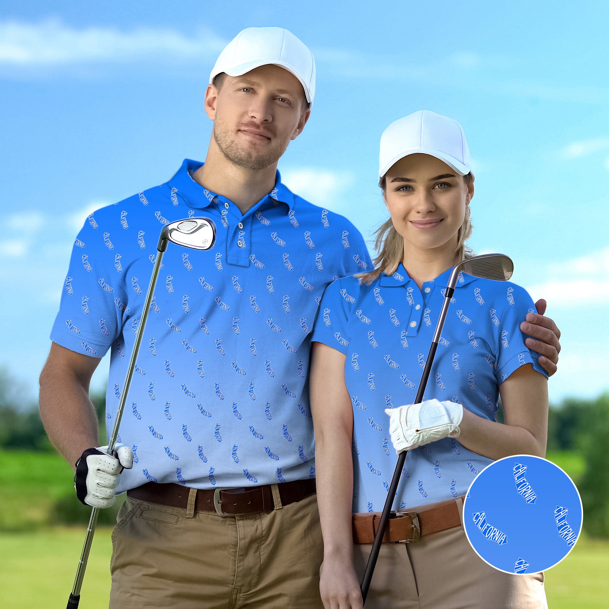 Couple Blue California set Golf Championship Trophy tournament