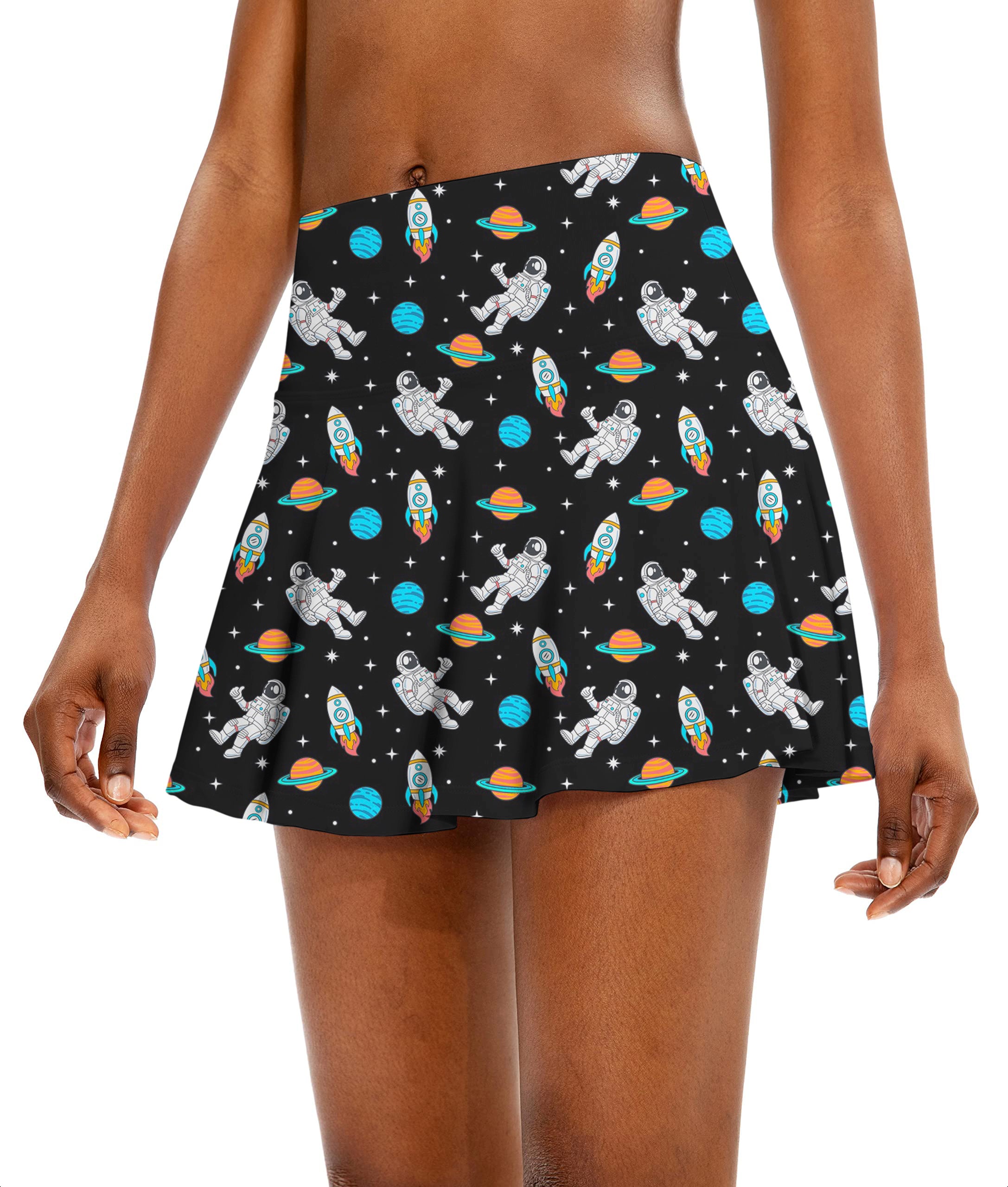 Space Man Women's Athletic Golf Skorts Flared Skirts