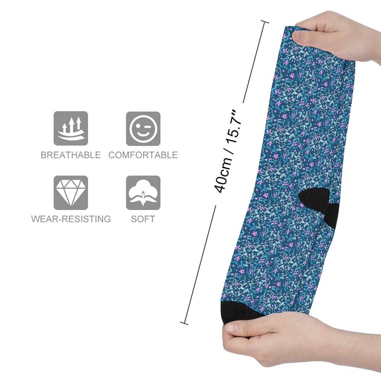 Blooming Blue Prined socks Gifts for Men Women