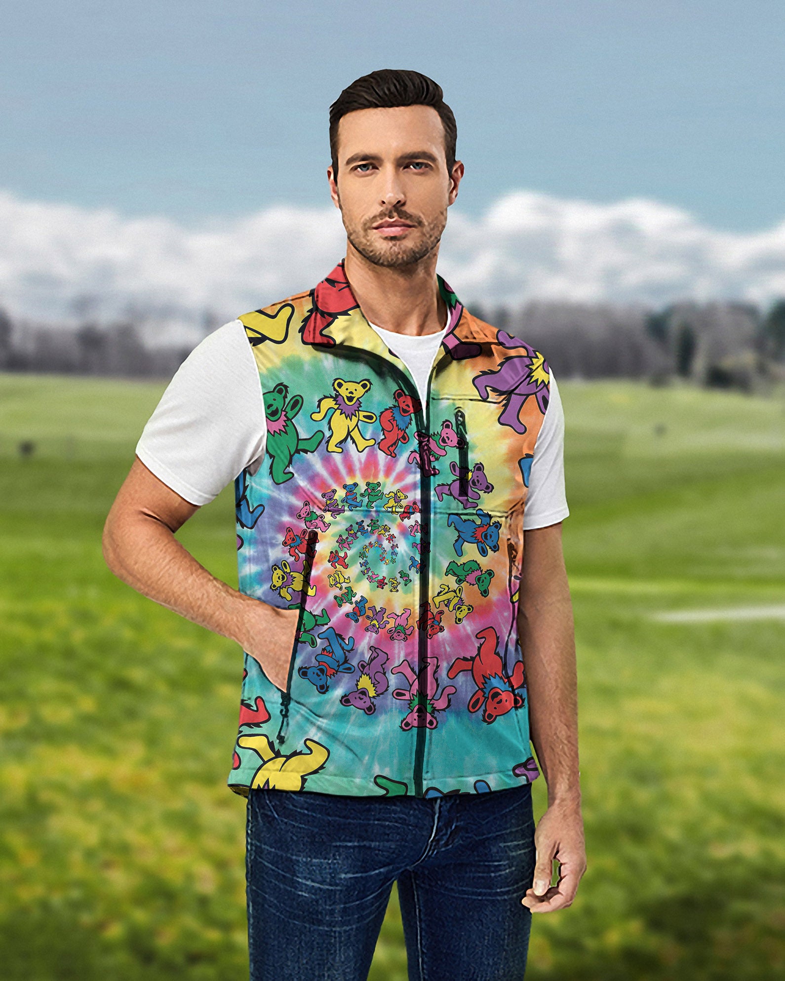 Men's Kaleidoscope Koala Lightweight Softshell Vest Sleeveless Jacket for Golf