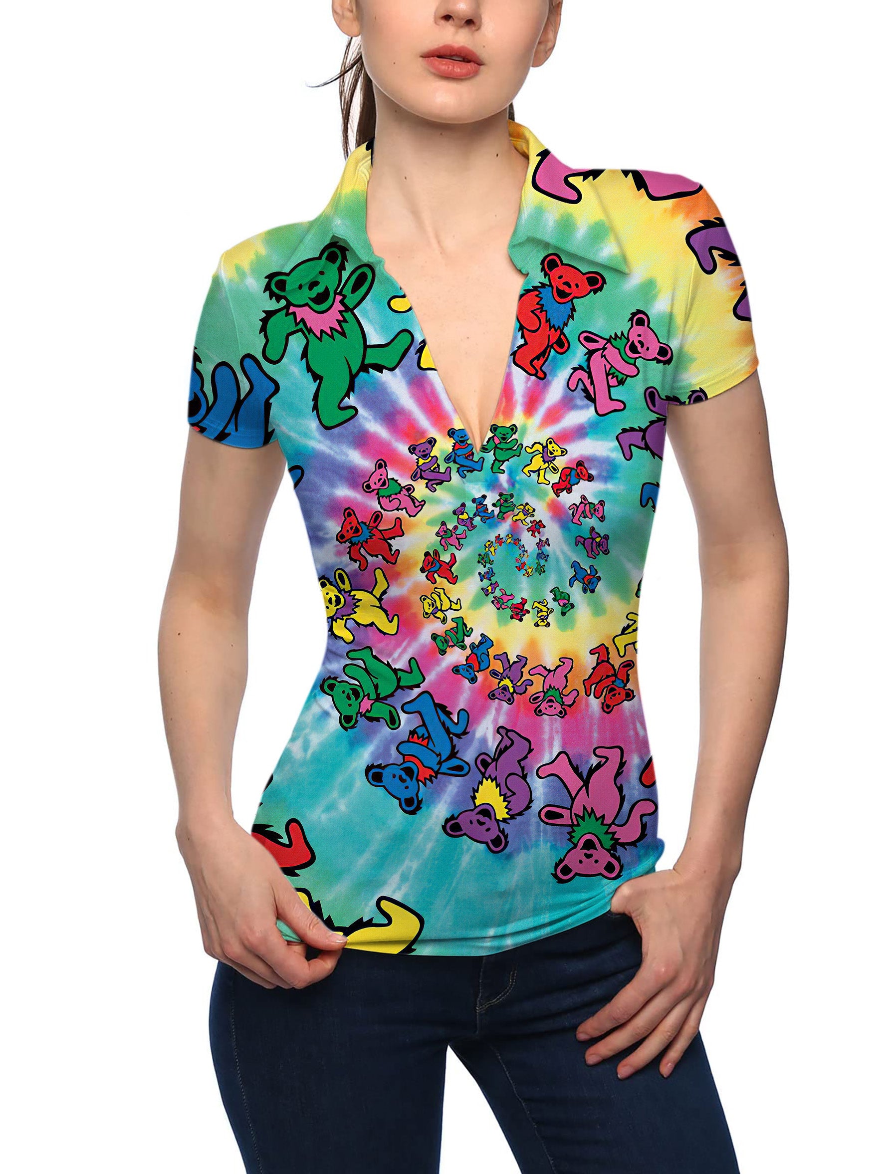 Women's Kaleidoscope Koala V Neck Golf Polo