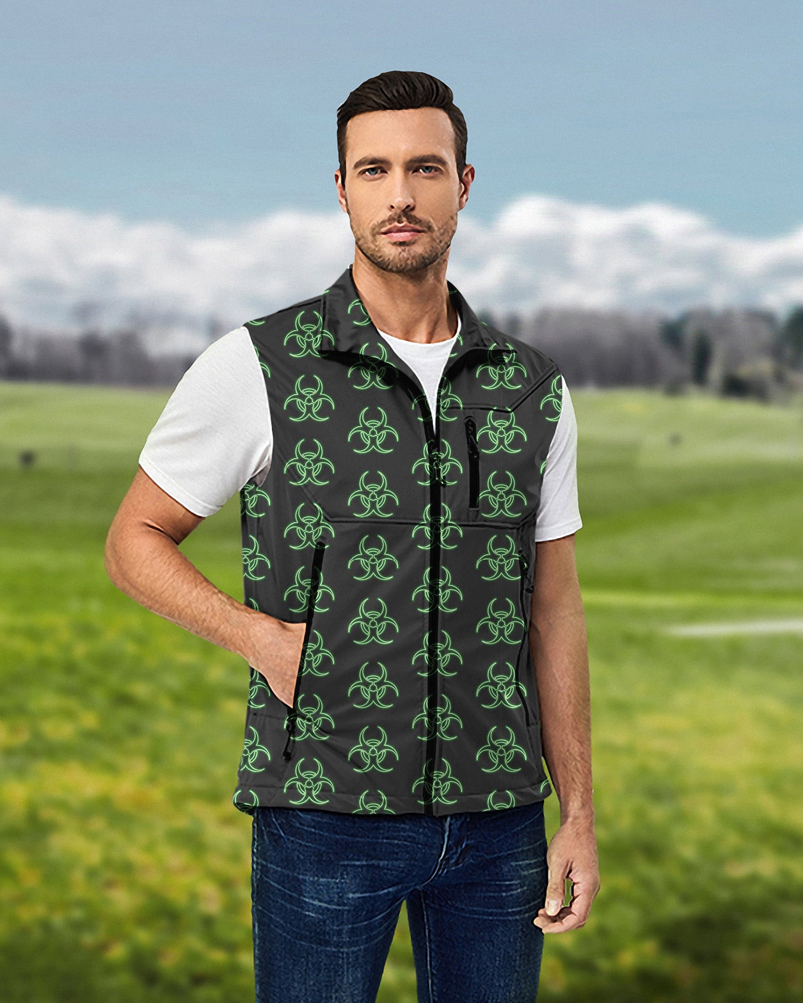 Men's Hazardous Player Lightweight Softshell Vest Sleeveless Jacket for Golf