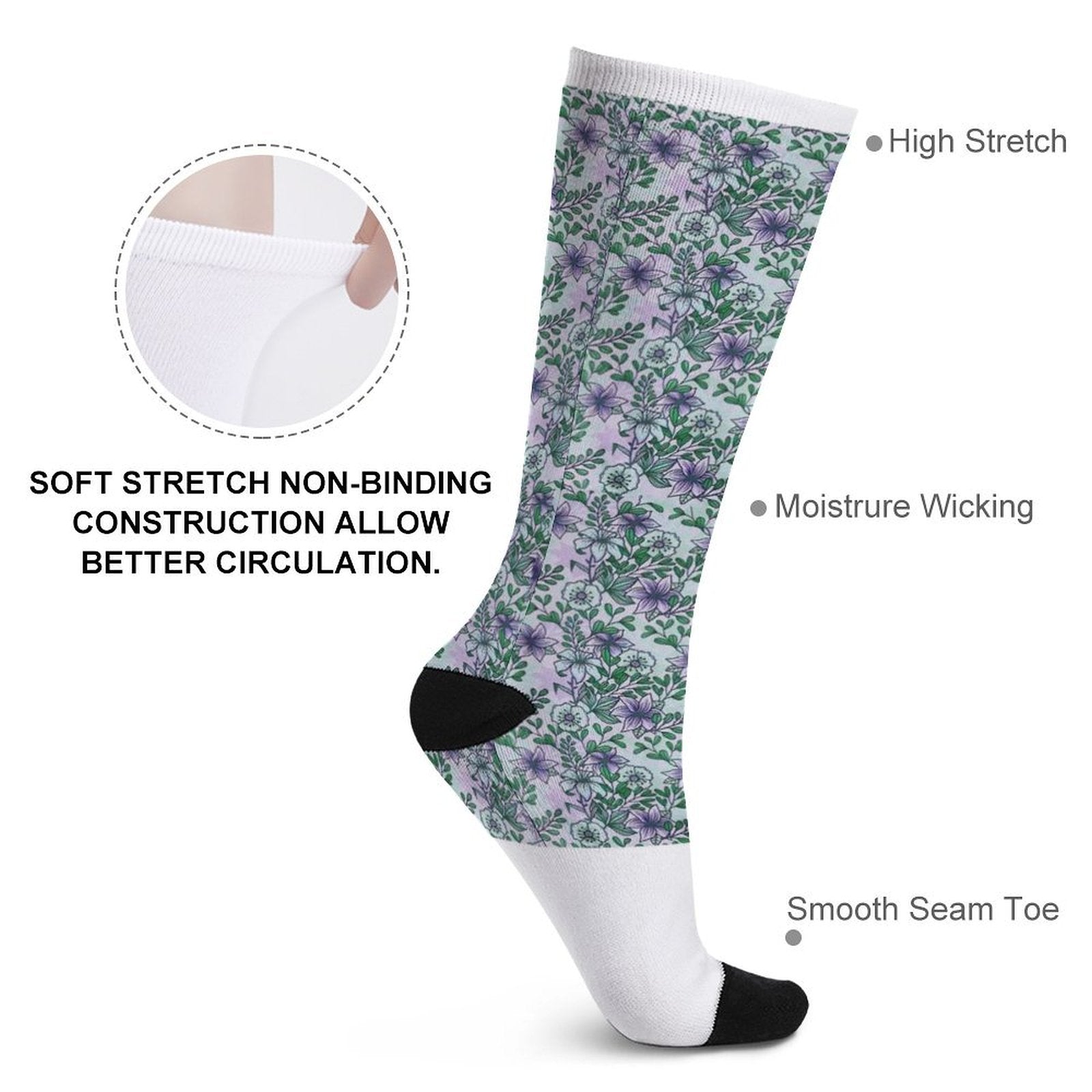Purple flowers Prined socks Gifts for Men Women