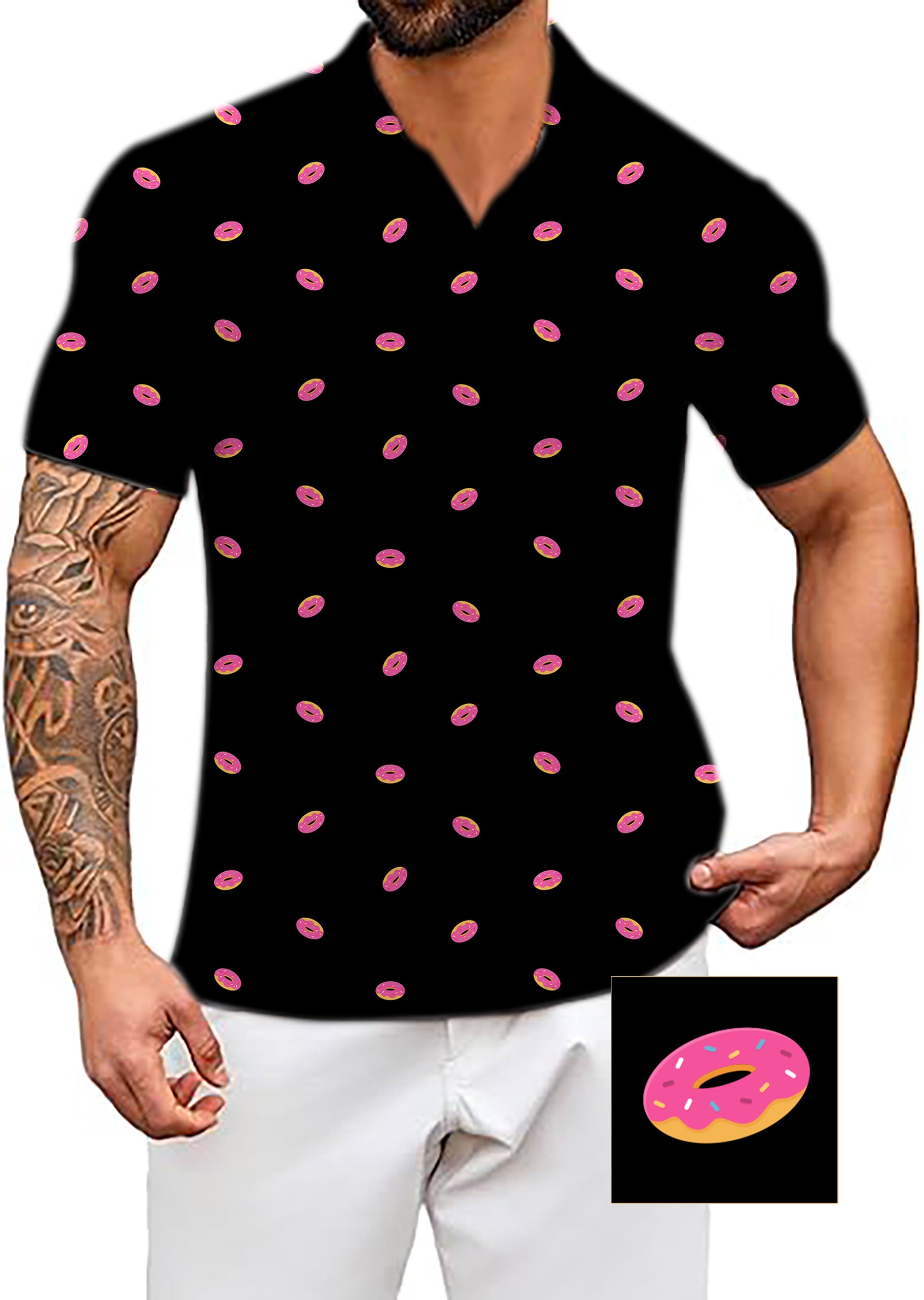 Men's Coconut Palm Donut Custom The Background Color Custom The Background Color V Neck Golf Polo Shirts