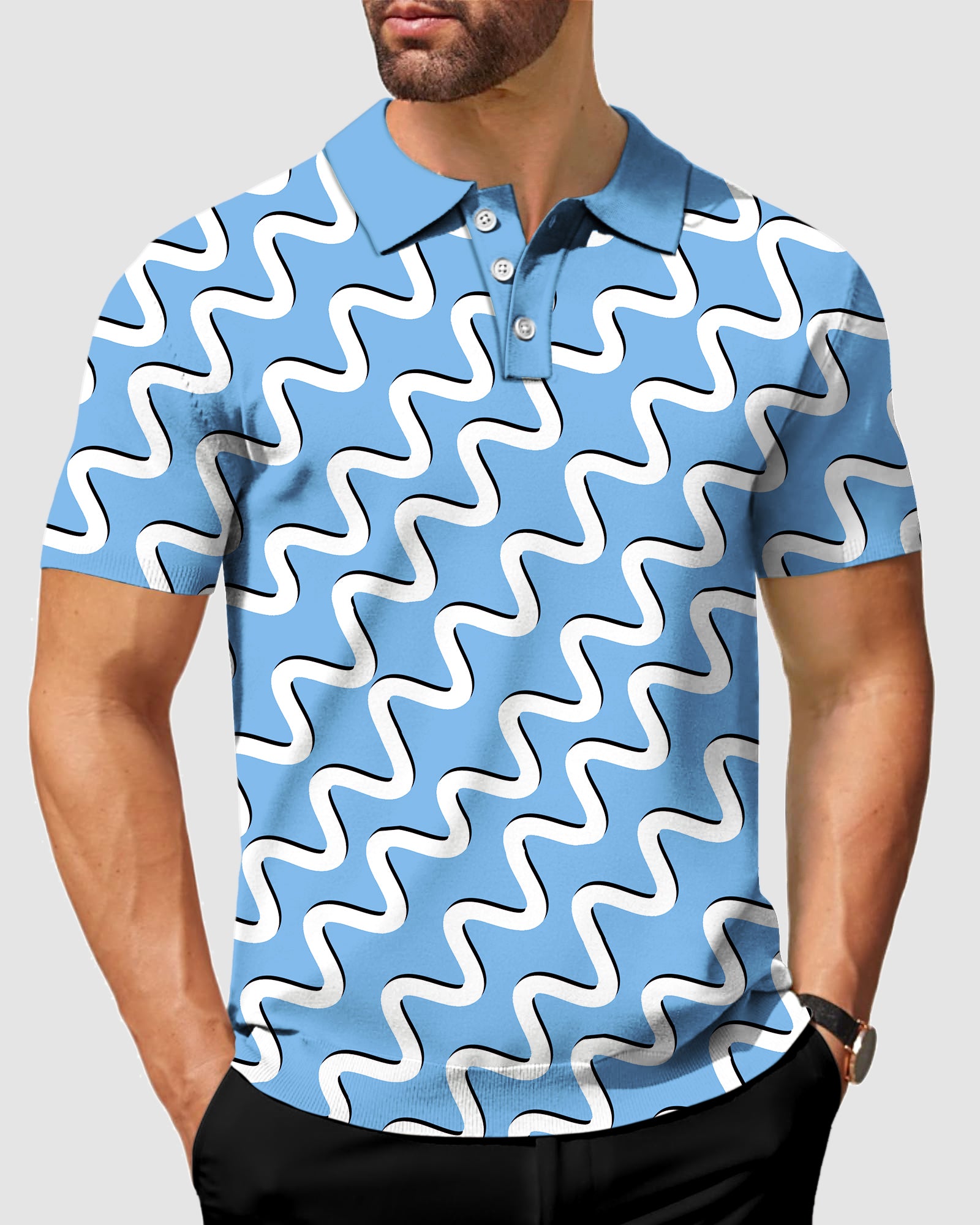 Men's Geometric stripes golf polo