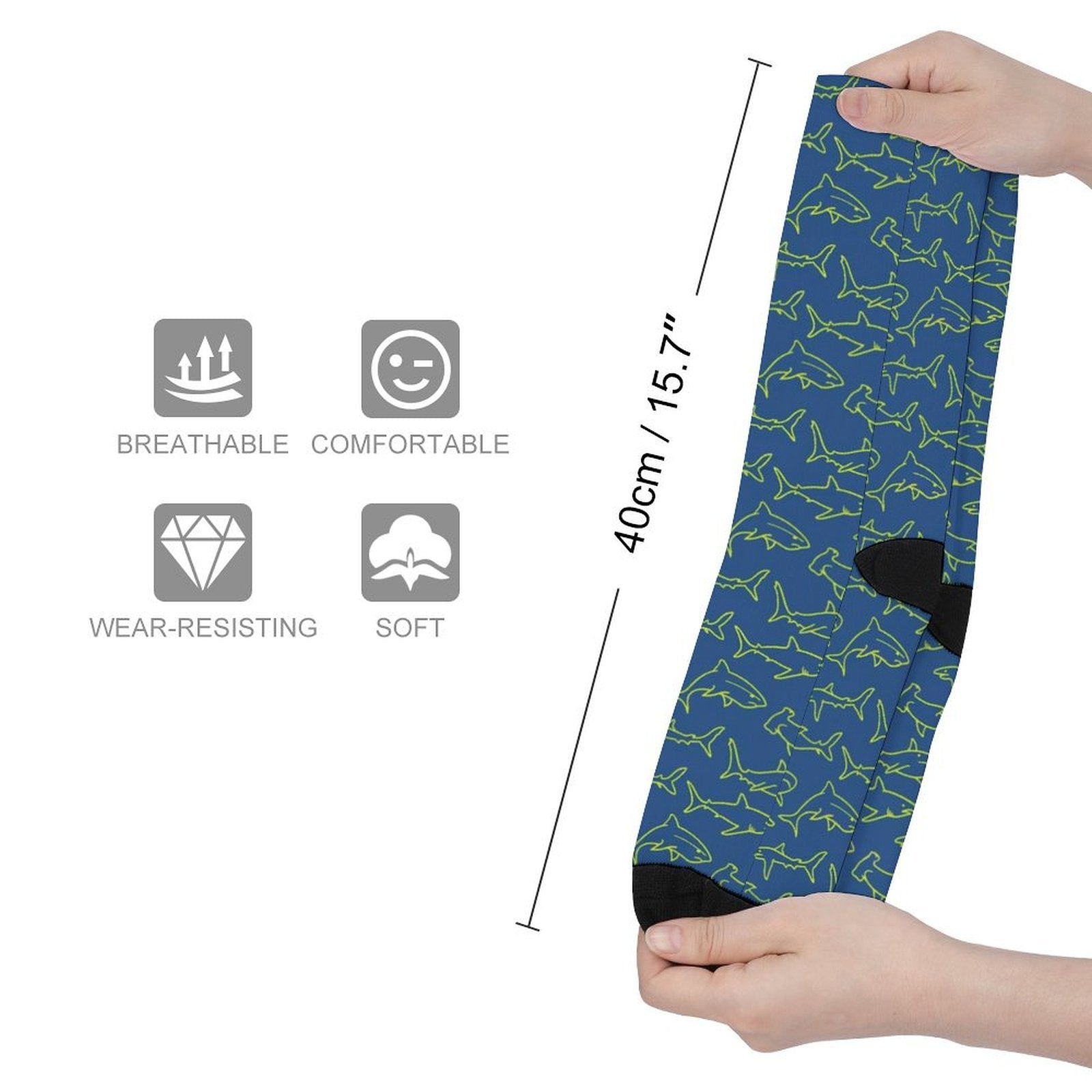 Blue Sharks Prined socks Gifts for Men Women