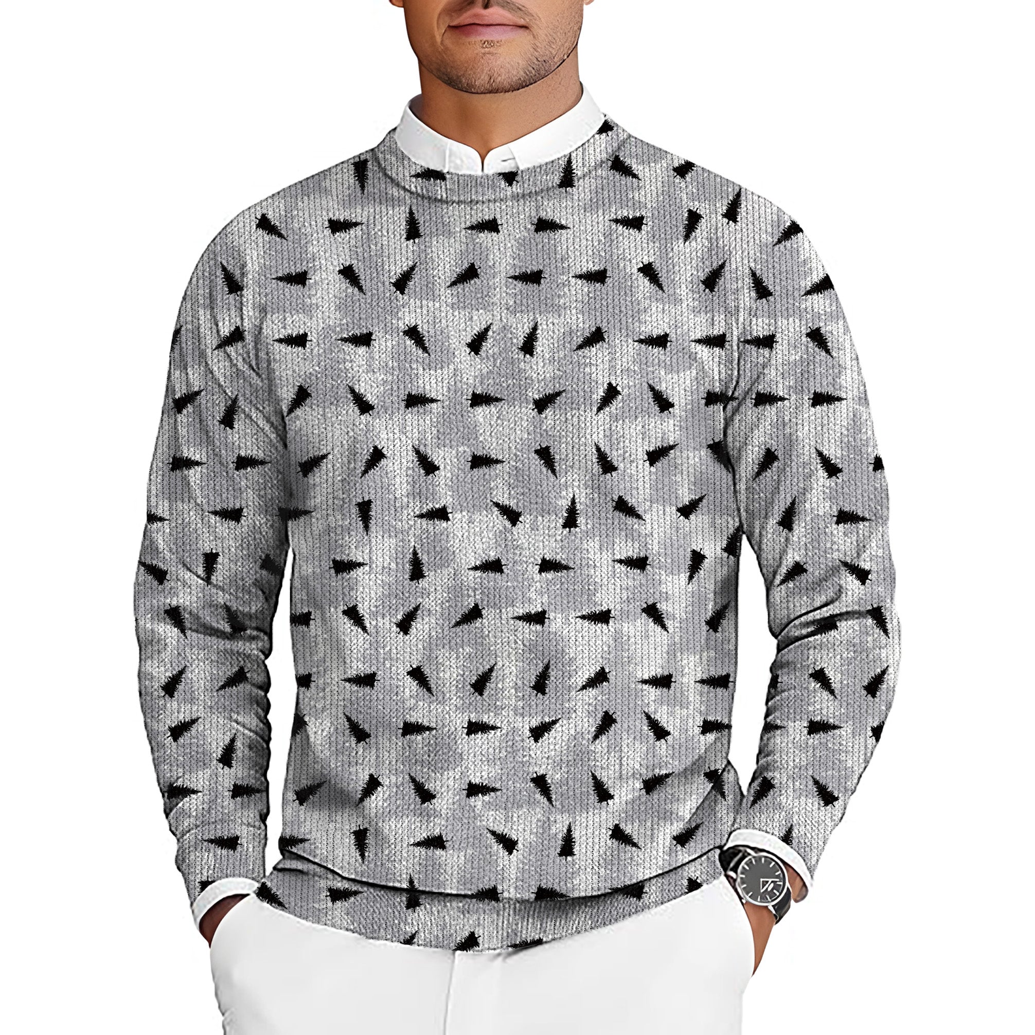 pine Men's Golf Crewneck Pullover Sweaters Ugly Sweater