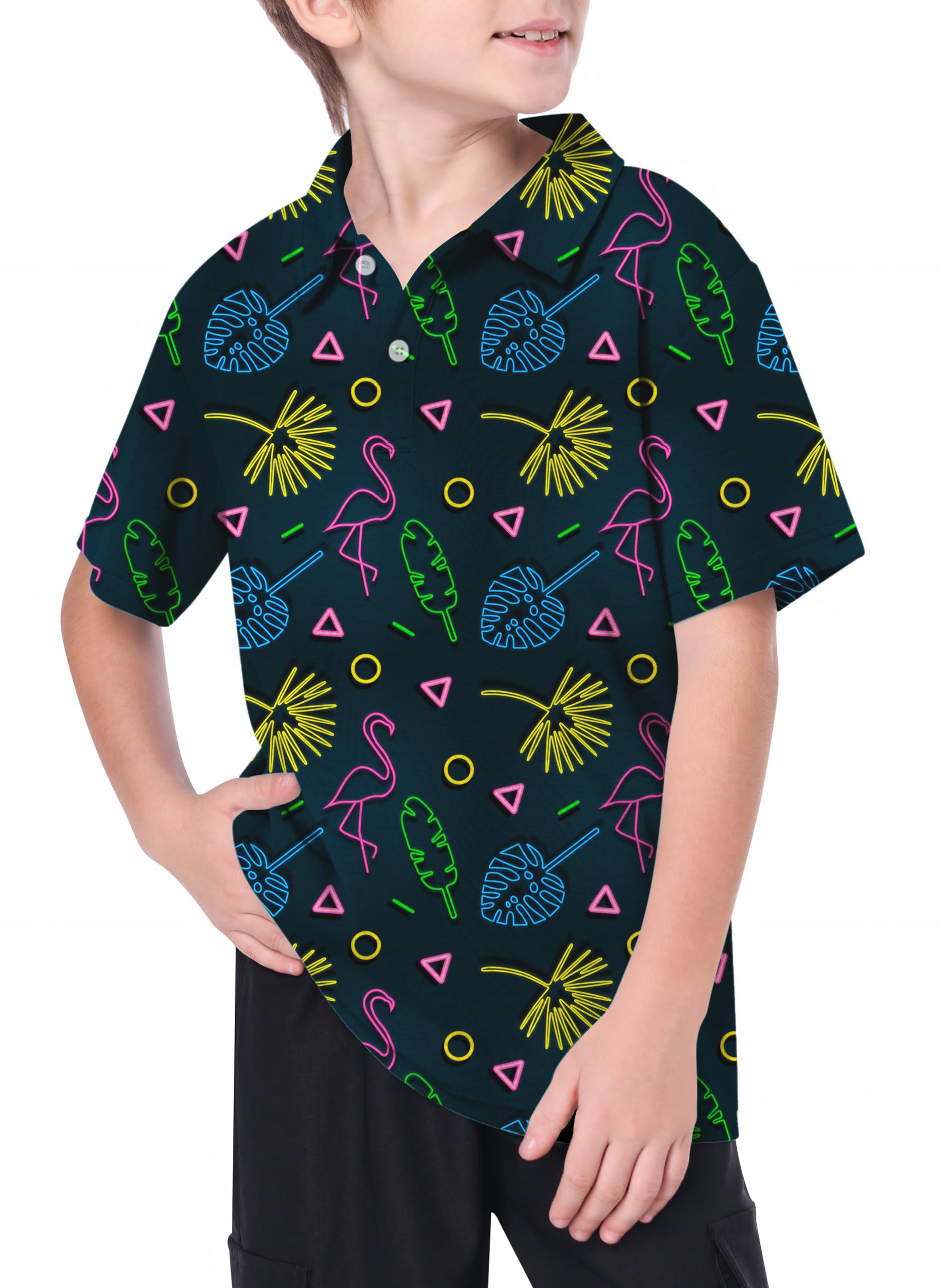 Youth Flamingo neon Golf Polo