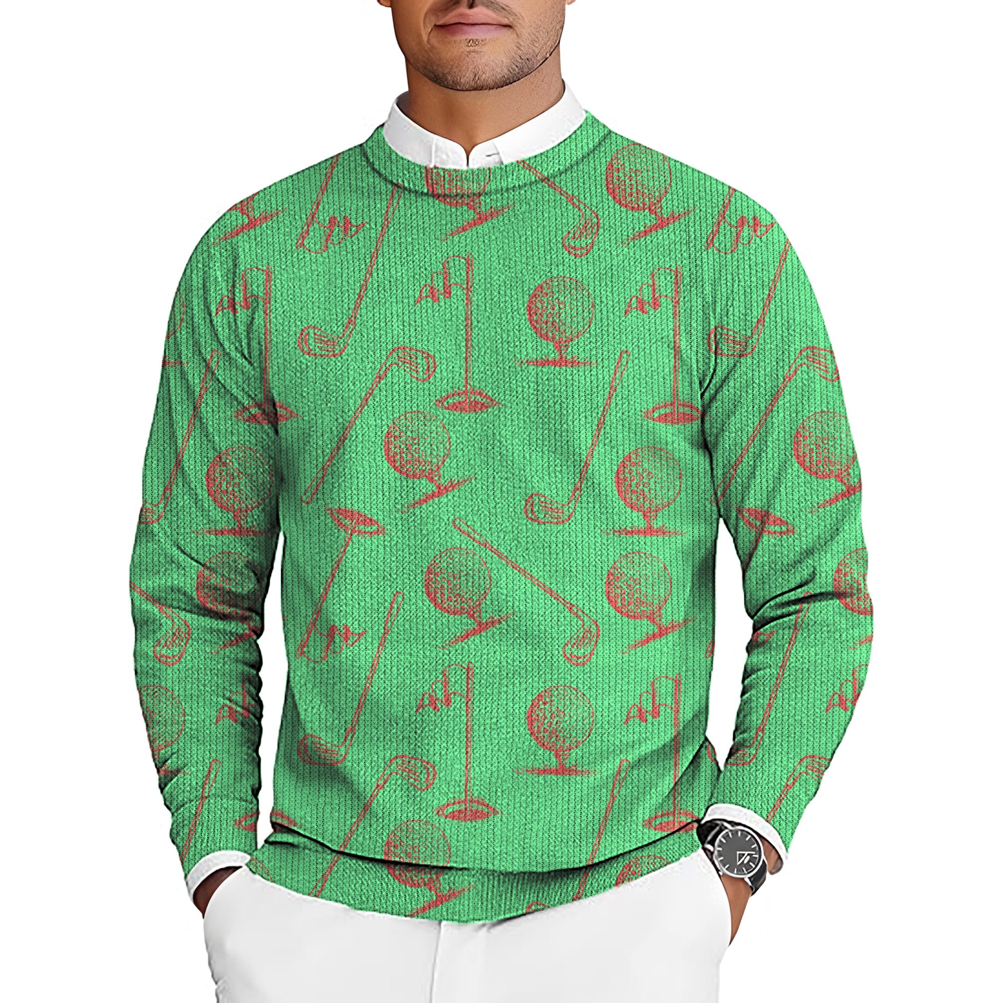 Green Golf Club Men's Golf Crewneck Pullover Sweaters Ugly Sweater