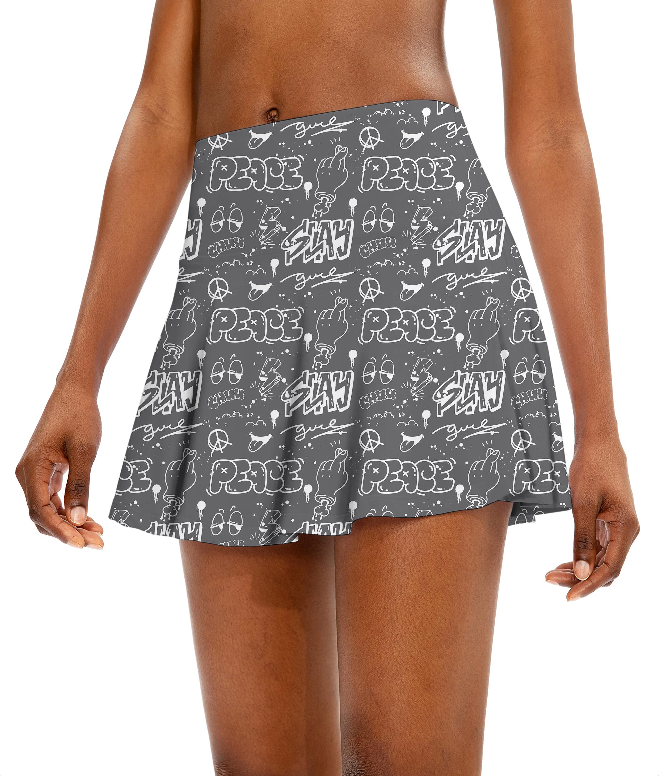 Gray Slay Peace Women's Athletic Golf Skorts Flared Skirts
