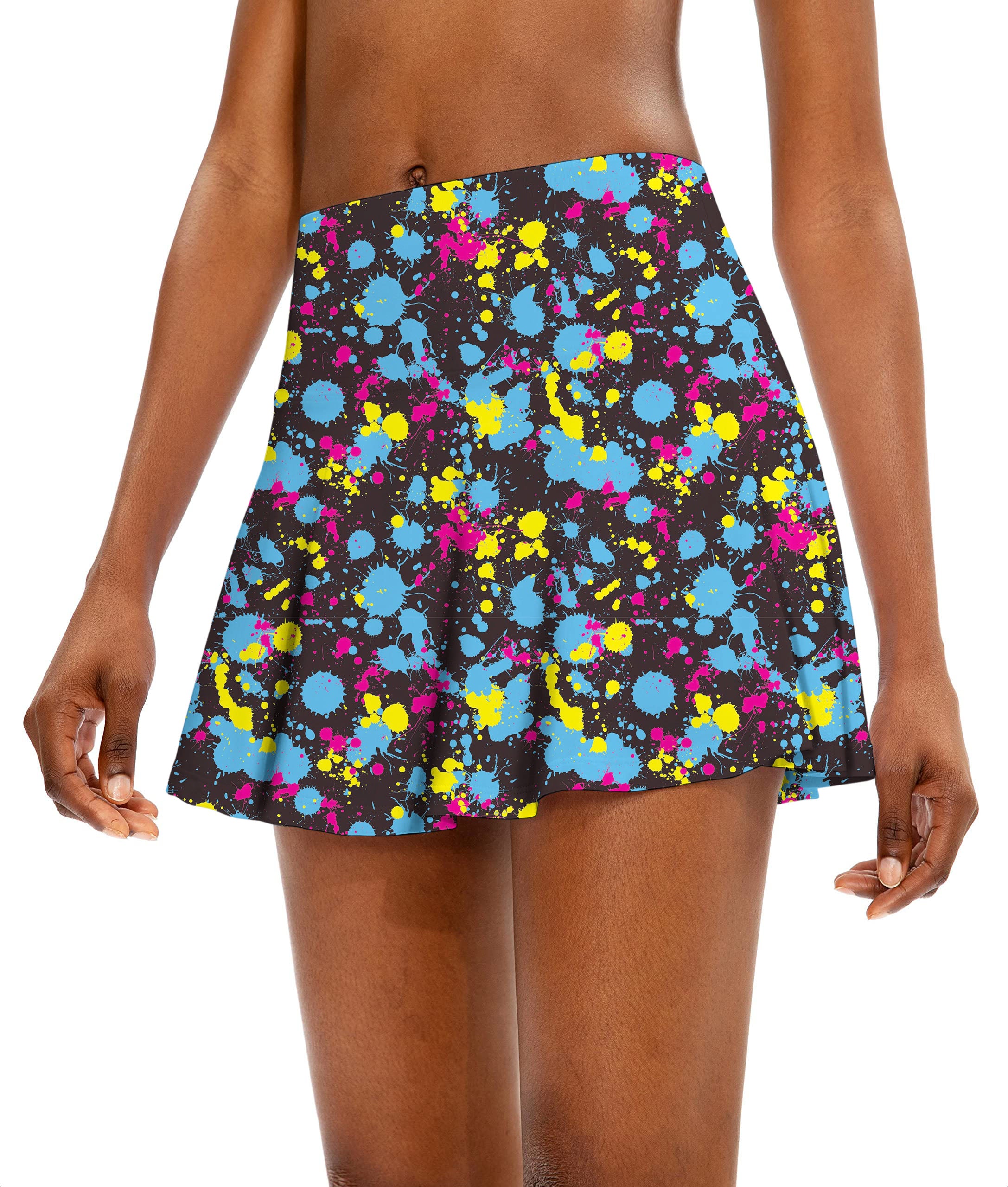 Paint Splatter Women's Athletic Golf Skorts Flared Skirts