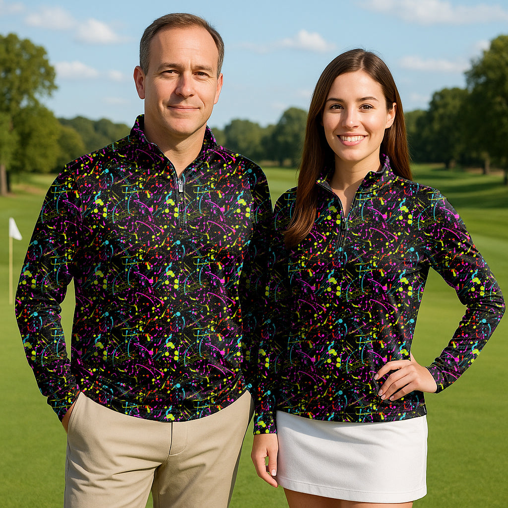 Color printing Couple Golf Active 3/4 Zip Top
