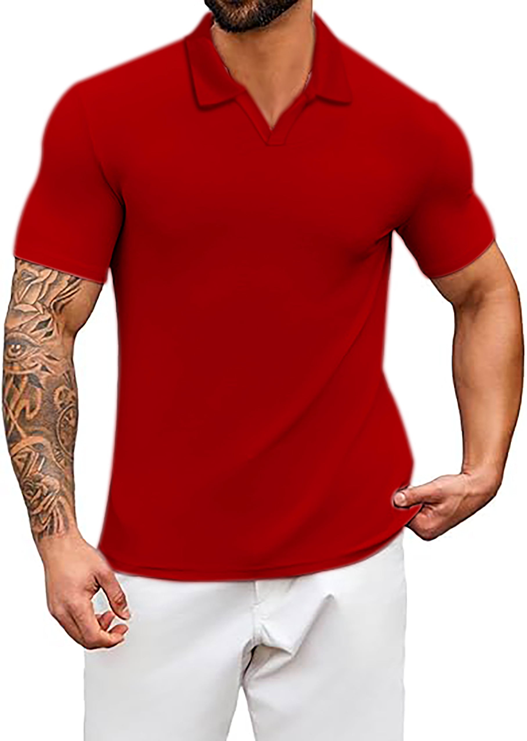 Men's pure festive V Neck Golf Polo Shirts