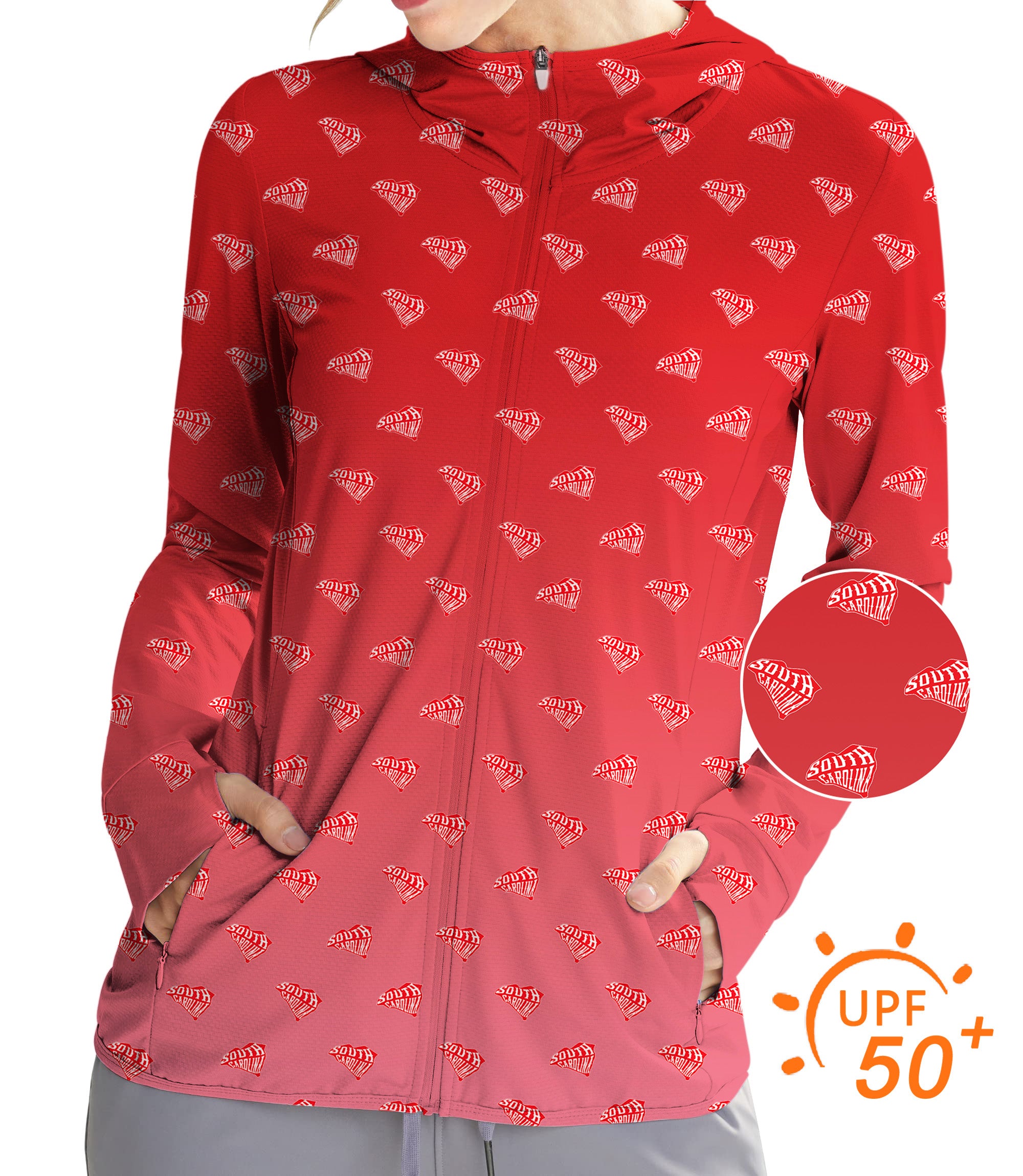 Women's Outdoor Red South Carolina Golf Sun Protection Slim Fit zip hoodies
