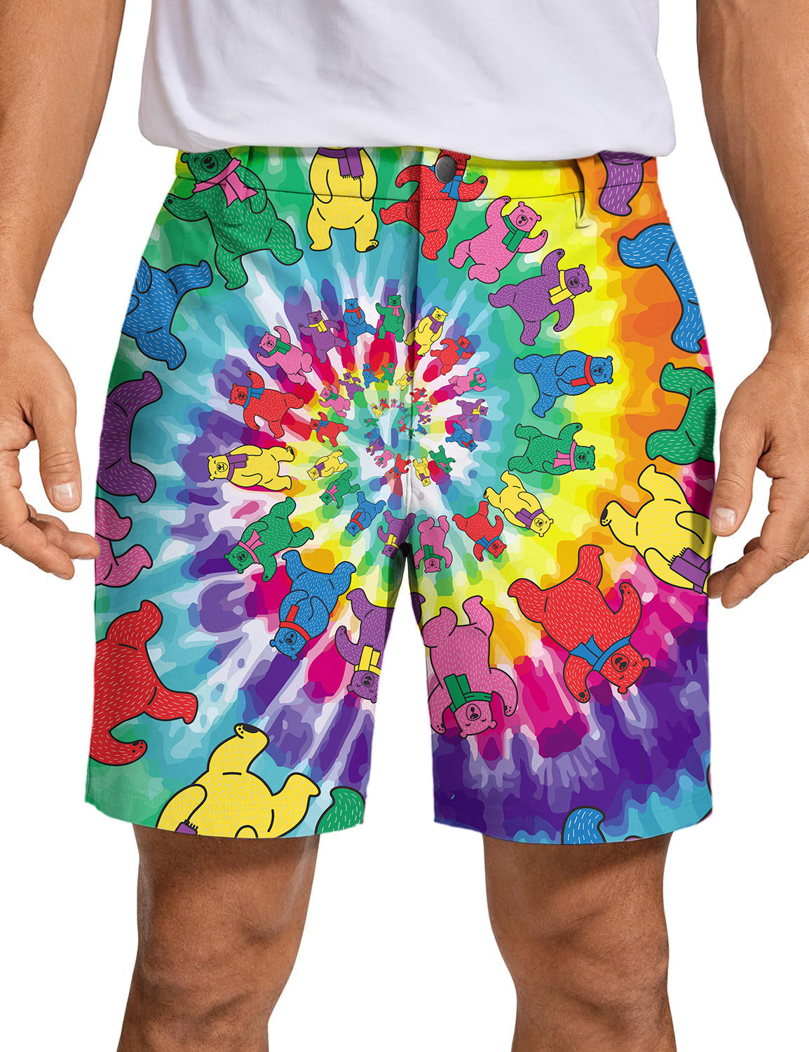 Men Kaleidoscope Bear Golf Shorts
