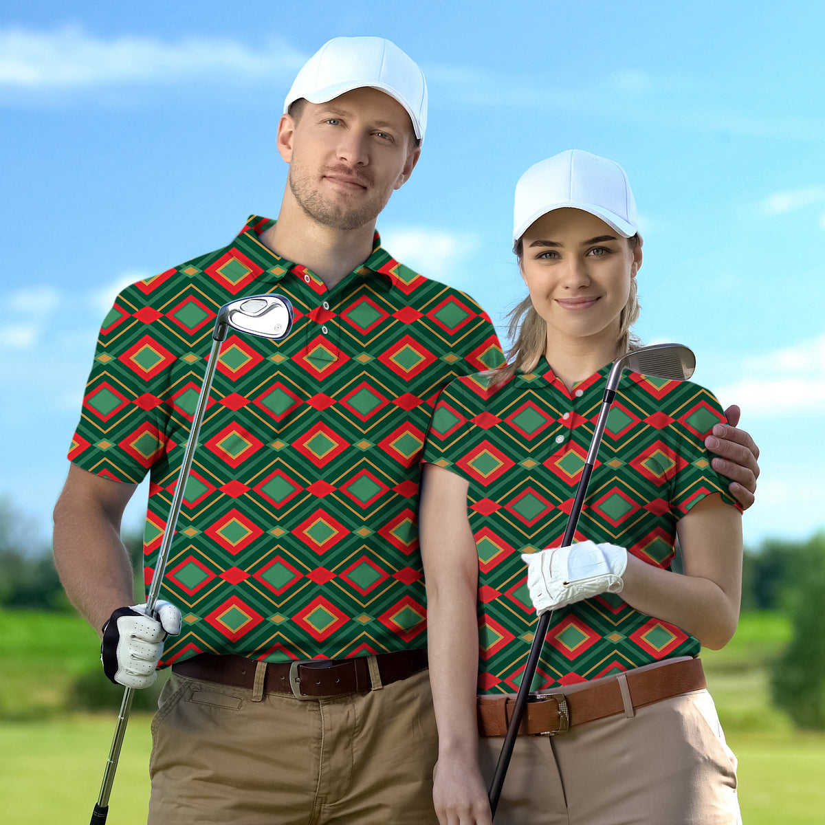 Couple Christmas Argyle set Golf Championship Trophy tournament