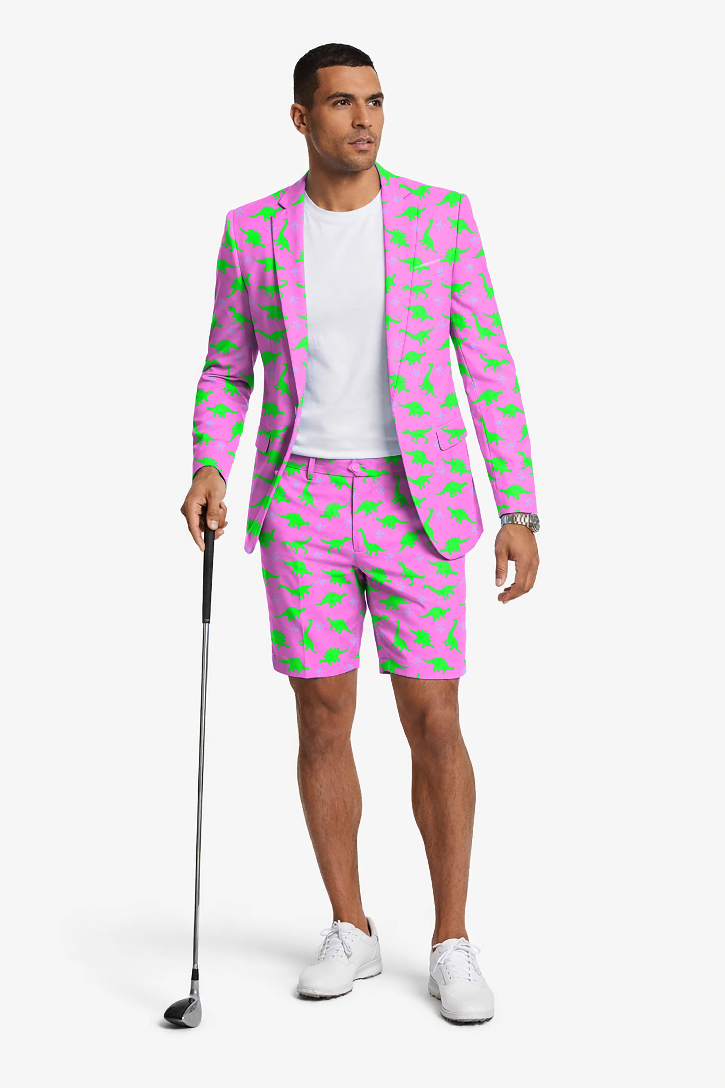 Pink Land Before Time Men's Party Costumes-Theme Party 2pcs Suit set-Blazer Shorts
