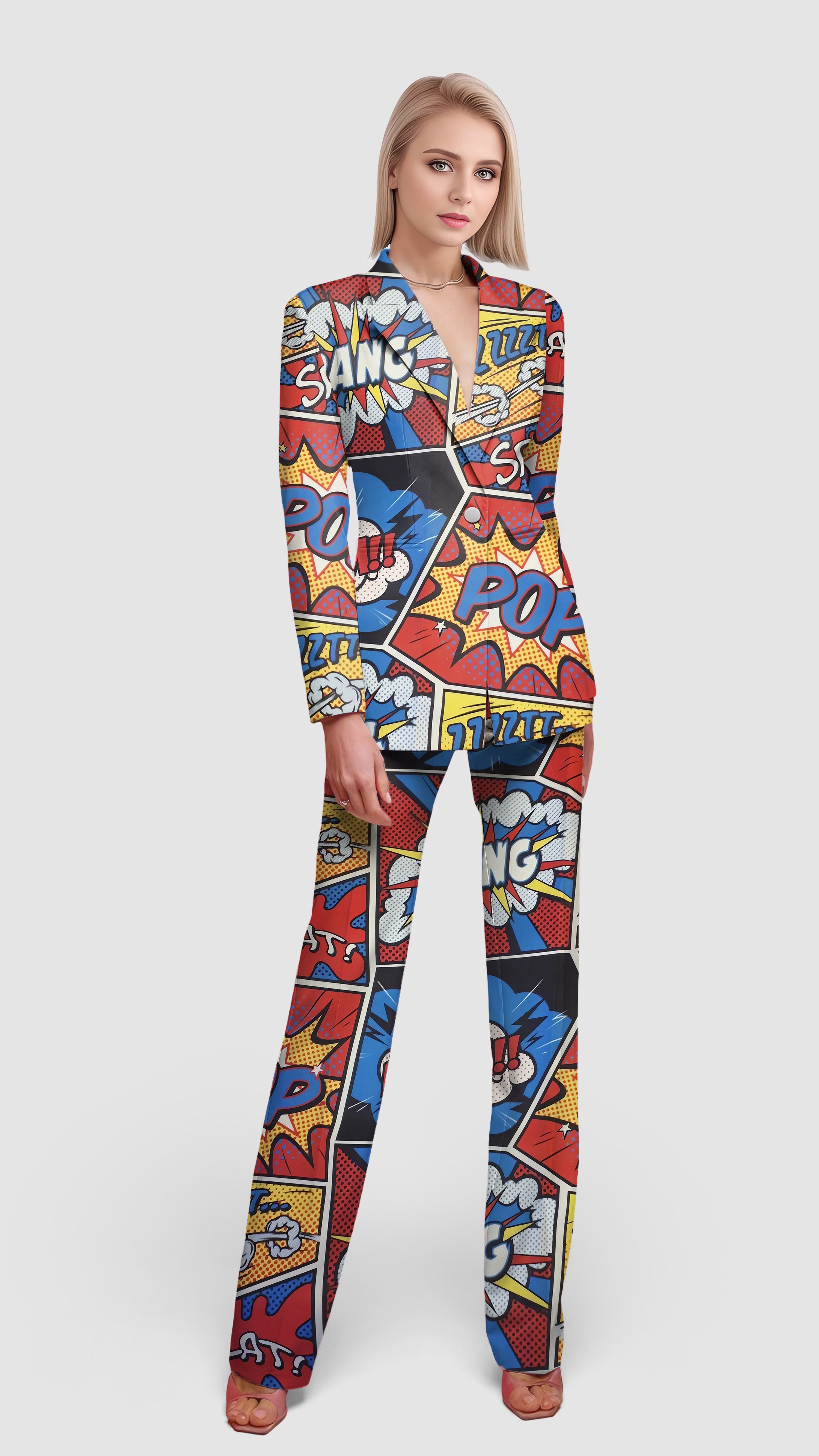COMICS-Women's Blazer Casual Work Office Blazer Suit set