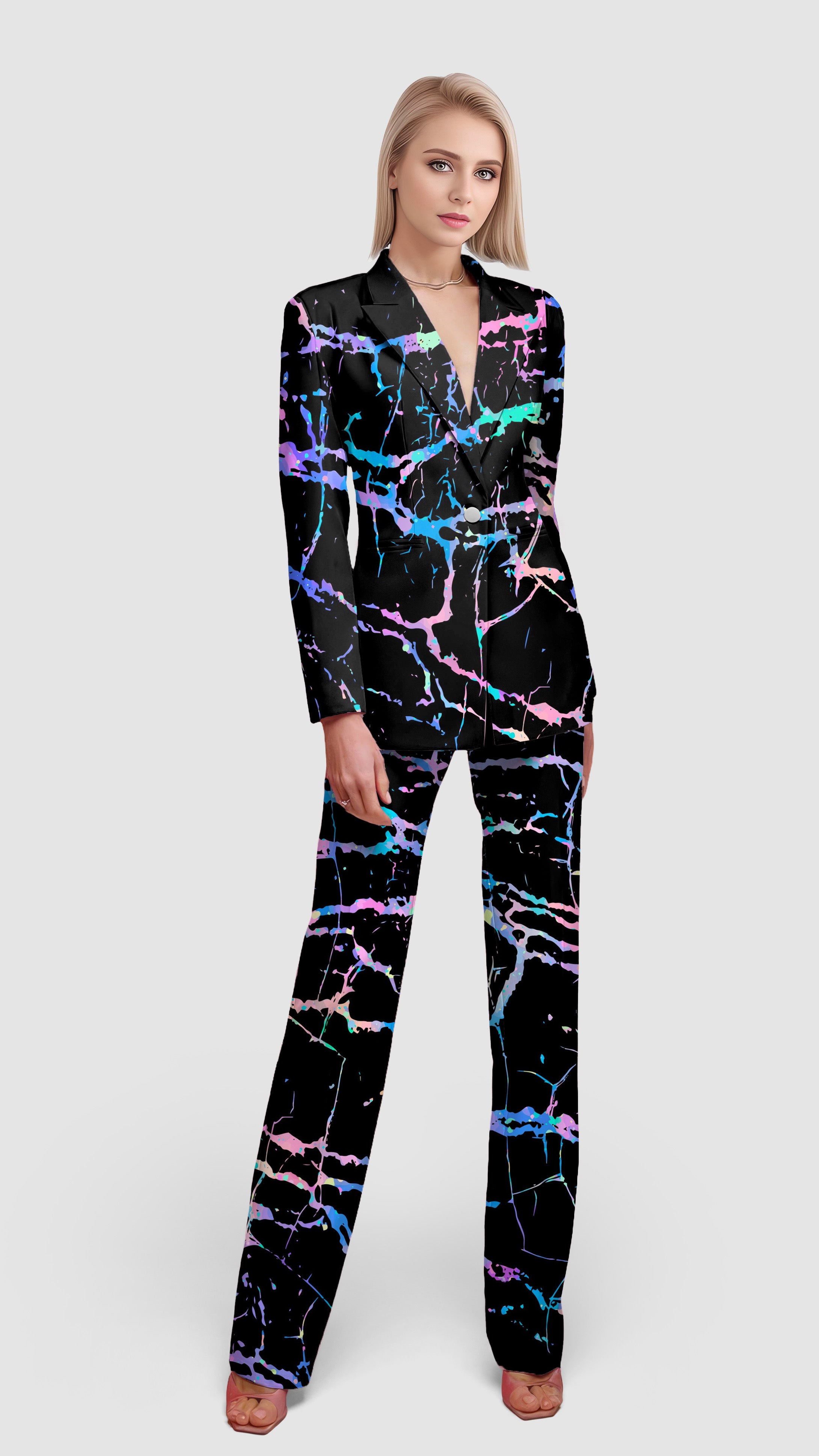 Rainbow Lightning-Women's Blazer Casual Work Office Blazer Suit set