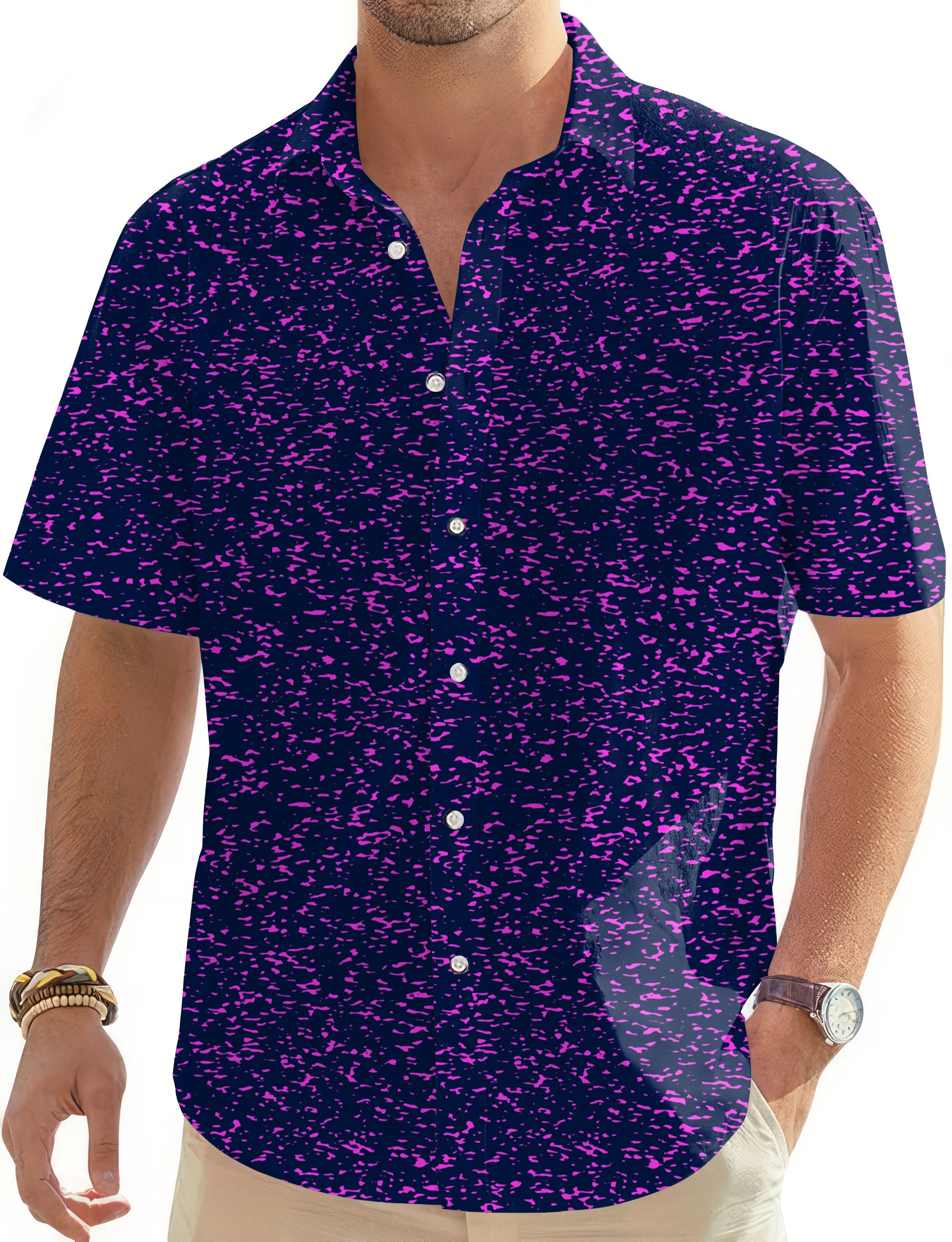 Purple spots-Men's Golf Hawaiian Shirts Button Down Shirt