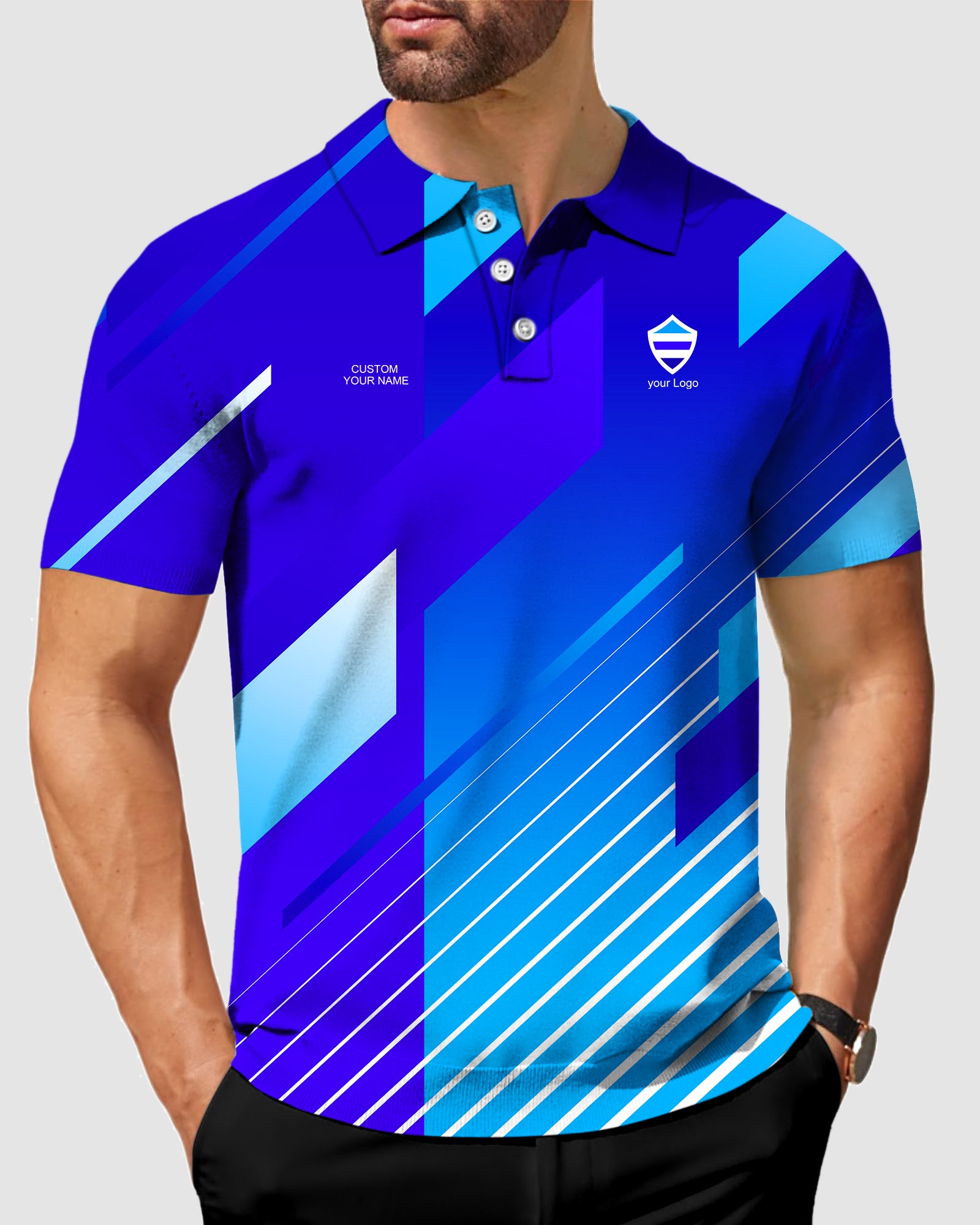 Men's blue sport Team Golf Polo