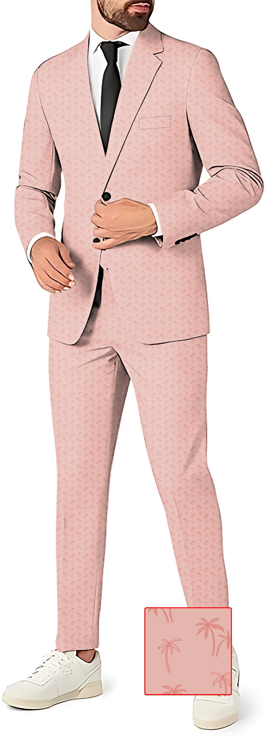 Men's pink coconut trees blazer and pants party costume set