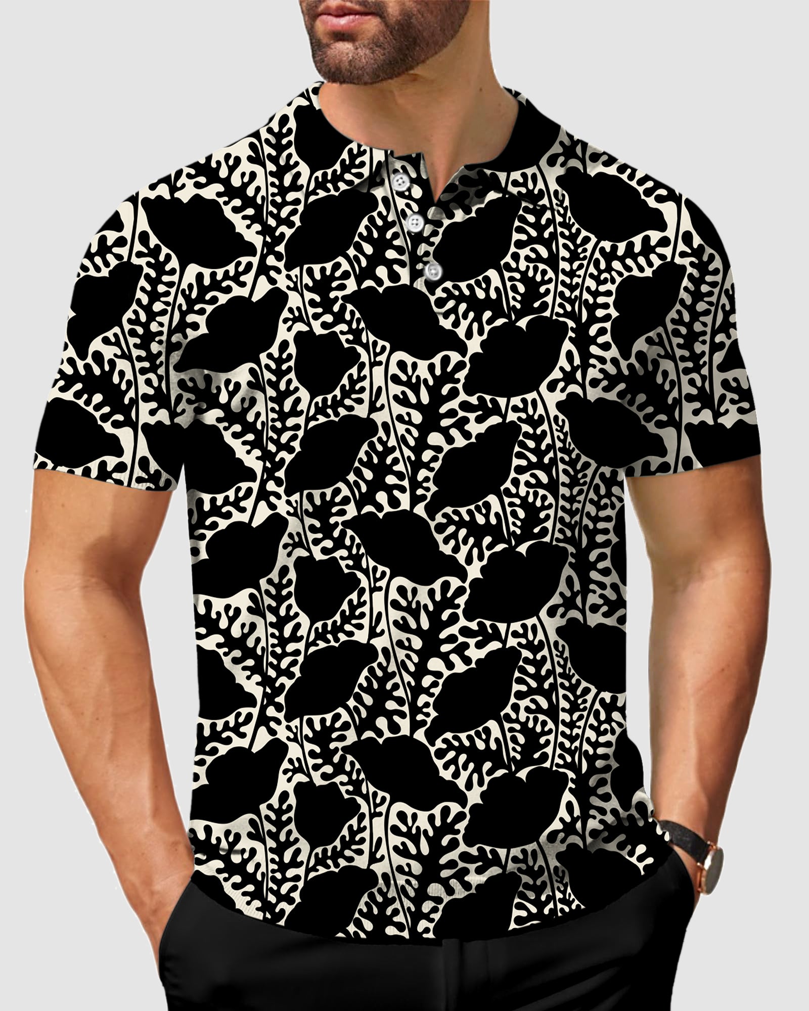 Men's Monochrome Bloom Golf Polo