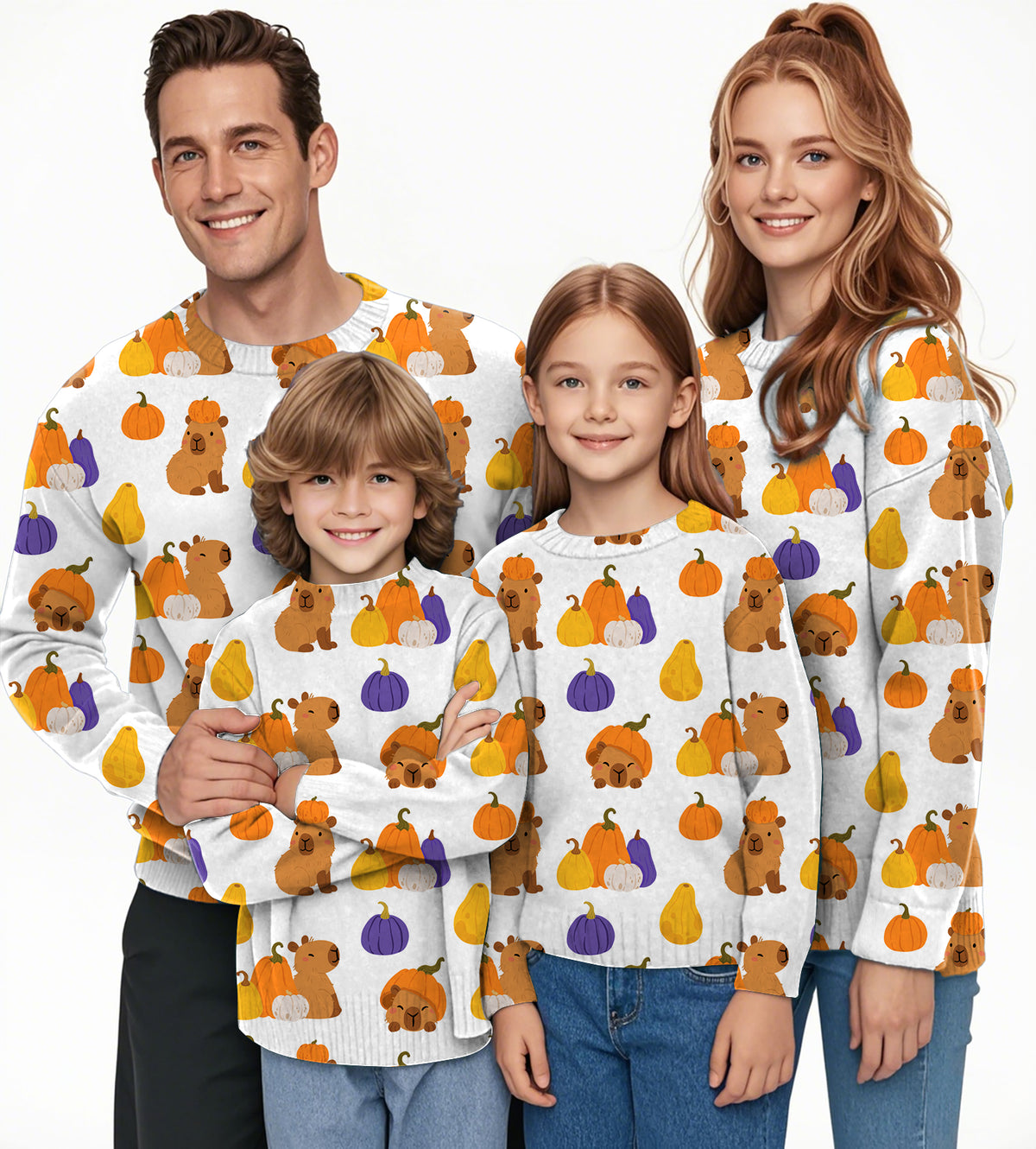 Halloween Capybara Crewneck Pullover Ugly Sweater Men Women boy girl family