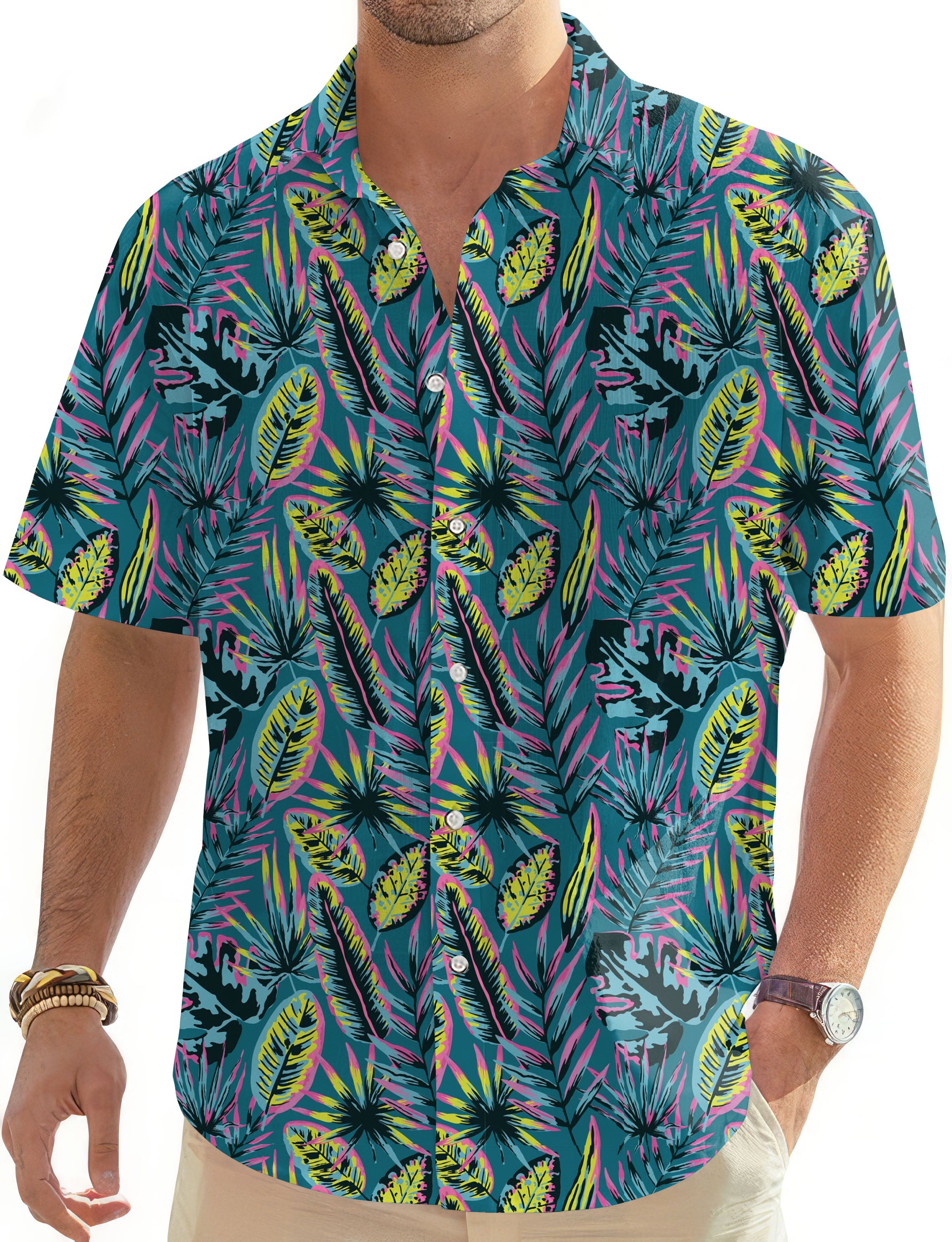 Modern Tropics-Men's Golf Hawaiian Shirts Button Down Shirt