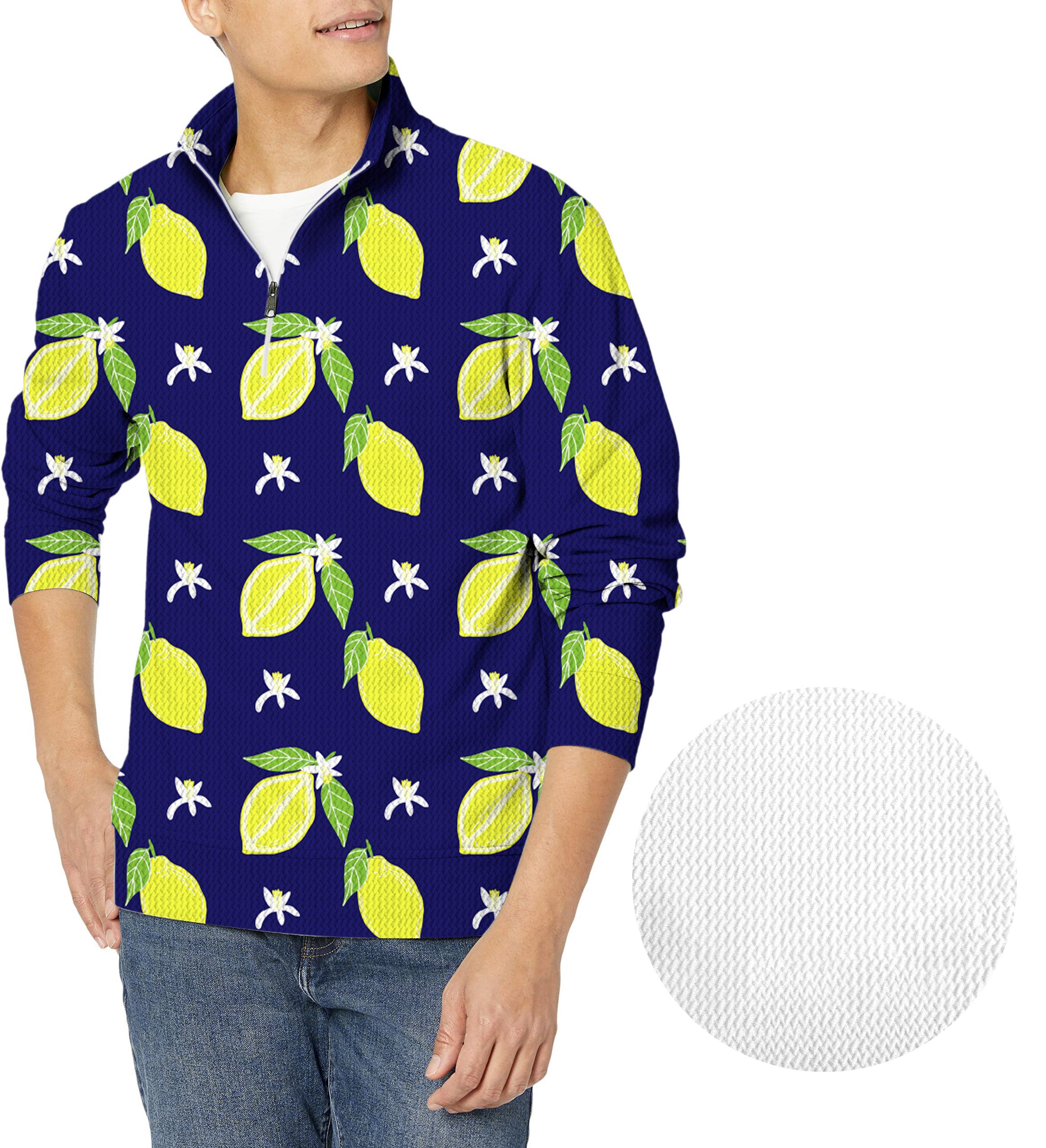 Zesty lemon-Men's Golf Waffle Zipper Pullover