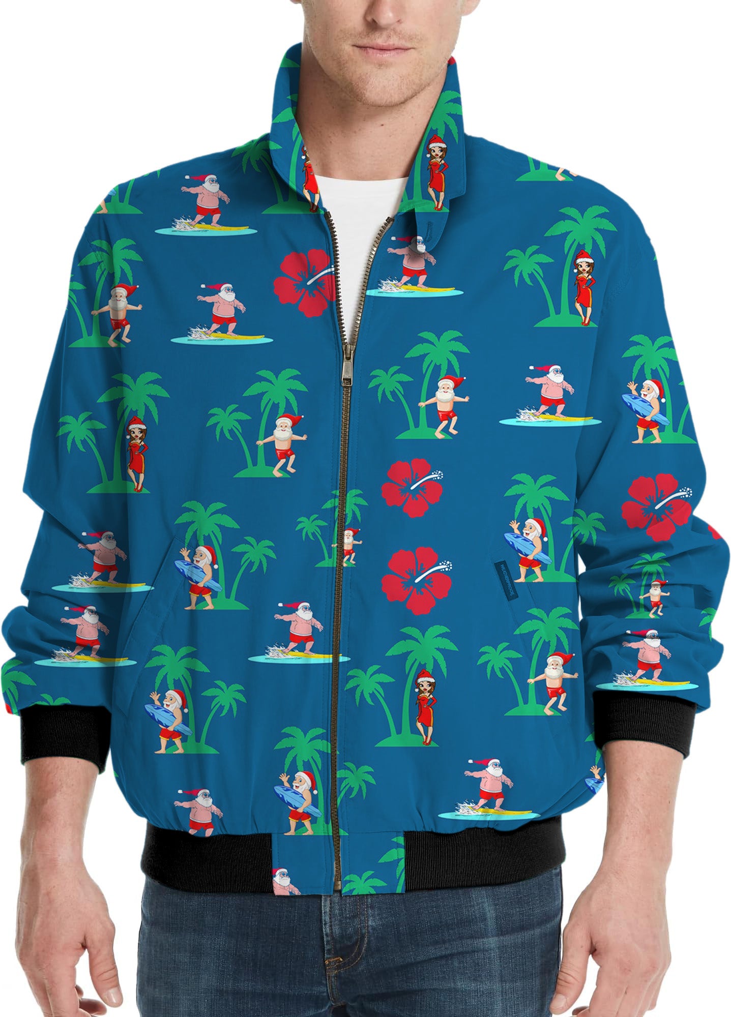 Surfs Up Santa-Men's Golf Windbreaker Light Jacket